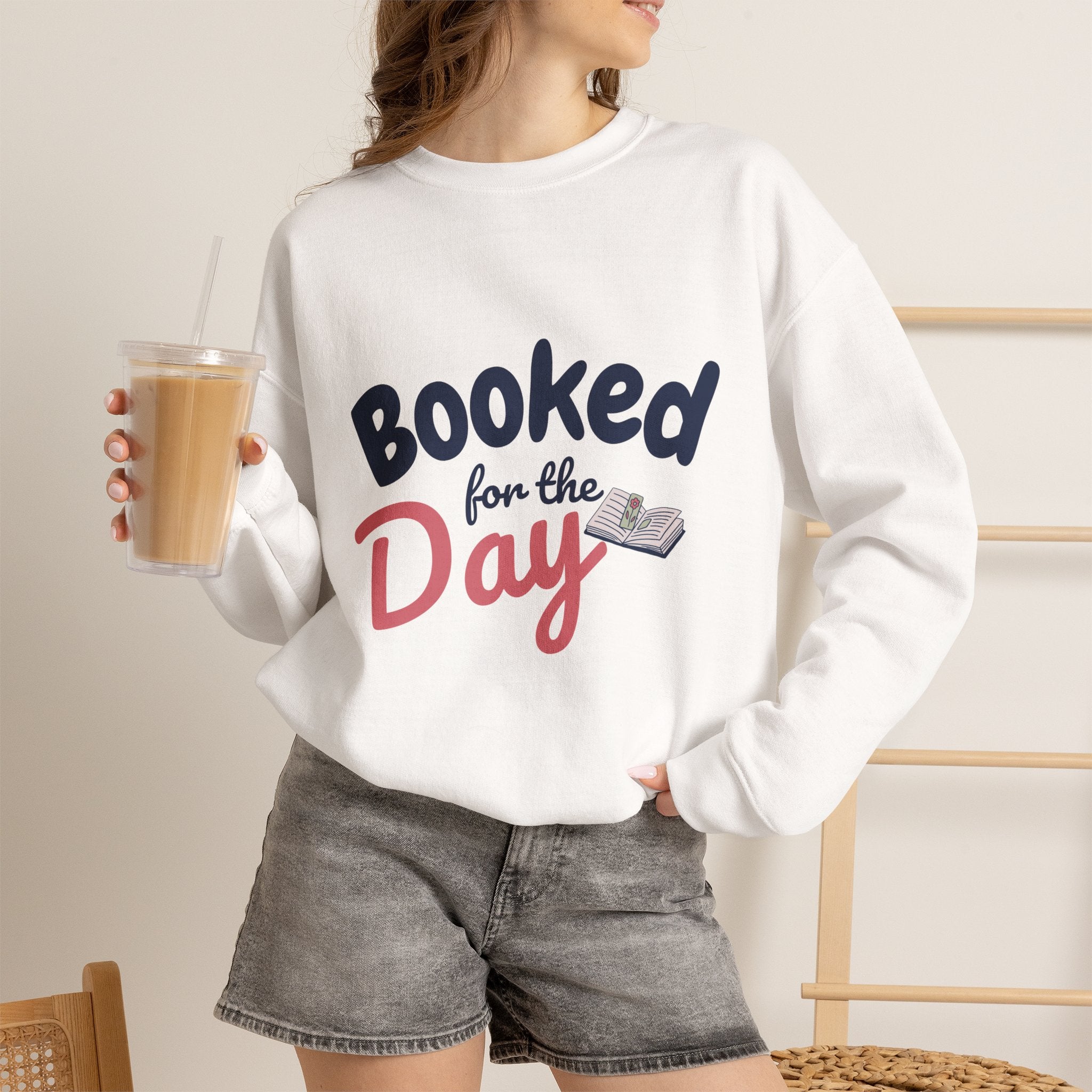 Sweatshirt — "Booked for the Day" Cozy Reader Crewneck