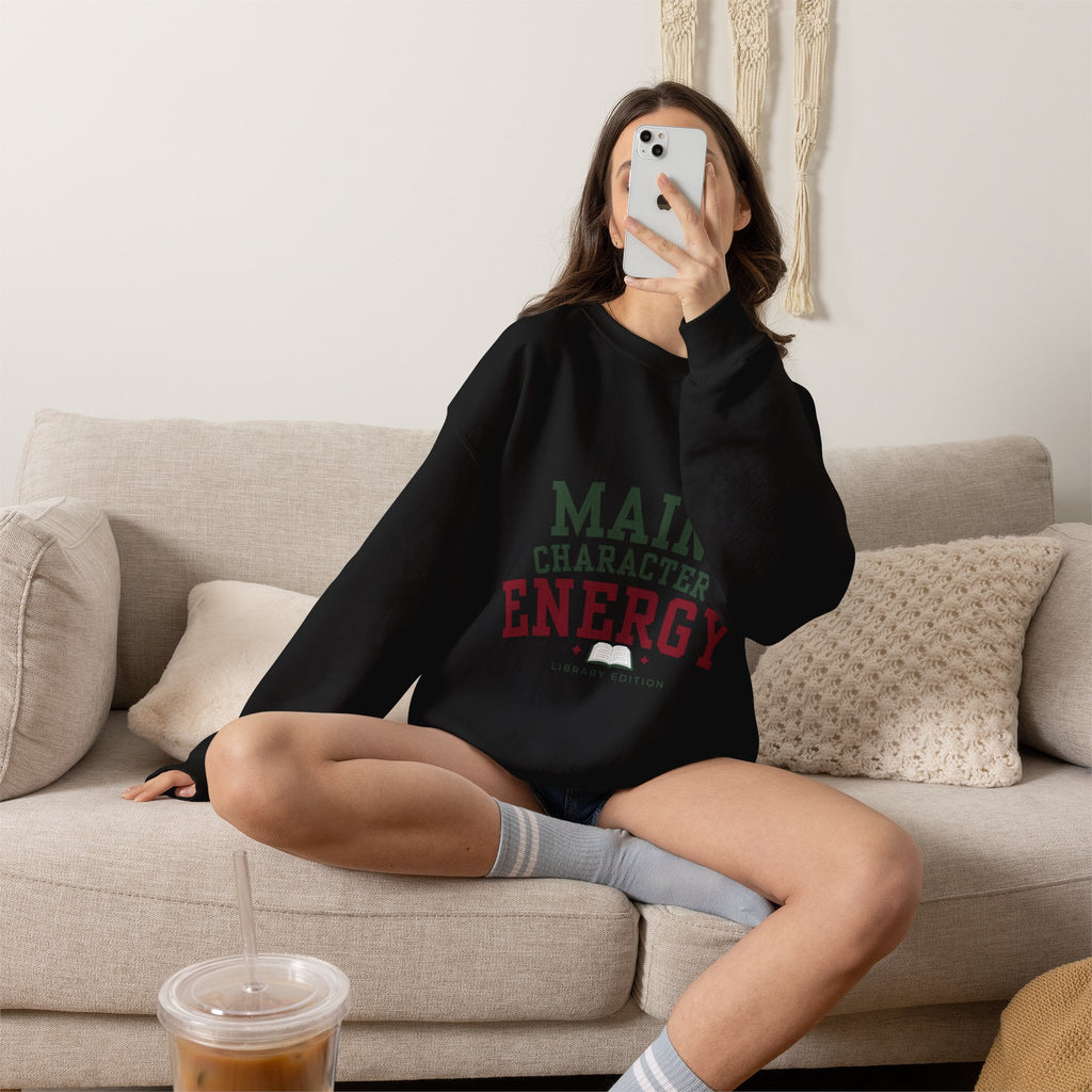 “Main Character Energy: Library Edition” Cozy Reader Sweatshirt