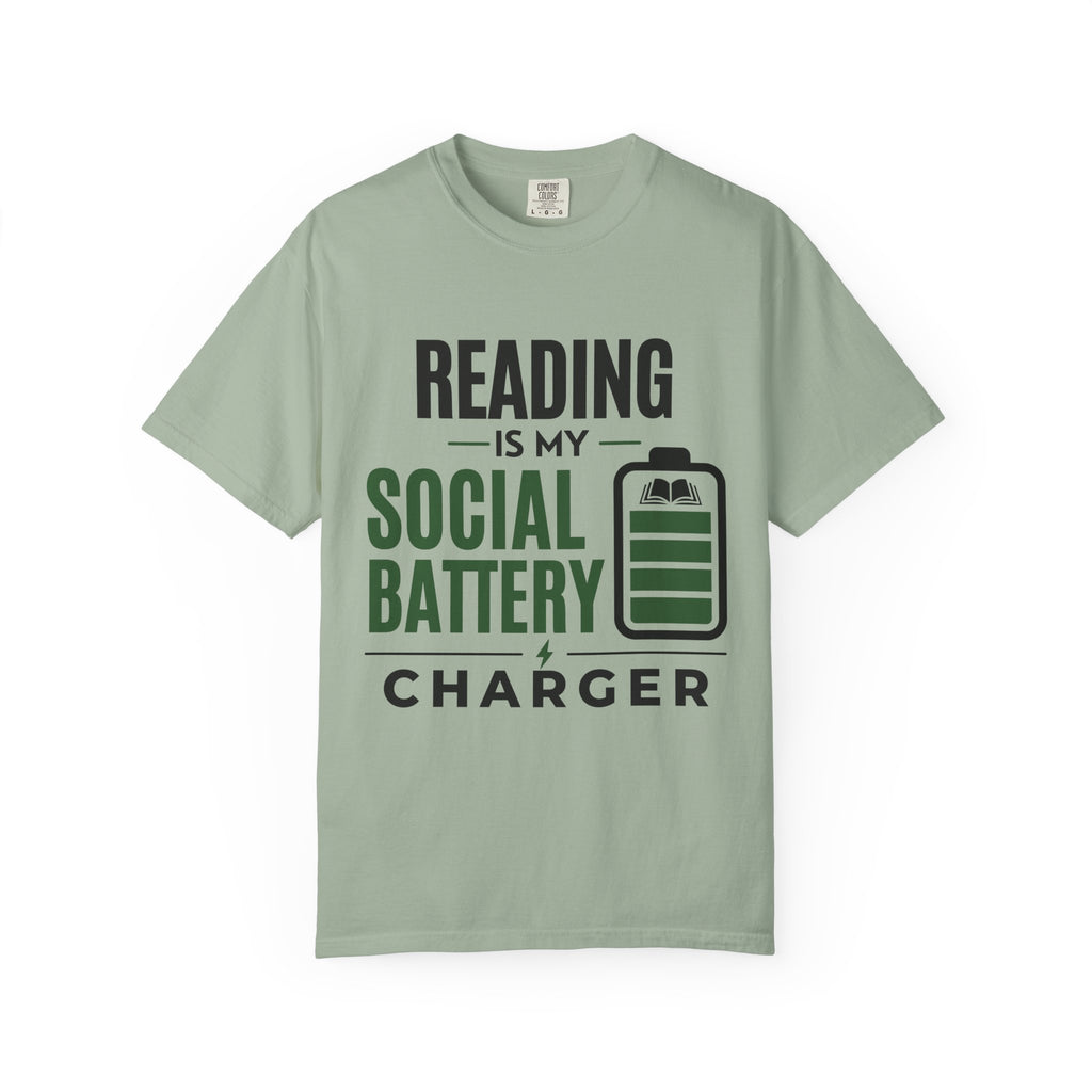 “Reading Is My Social Battery Charger” Funny Reading Lover T-Shirt