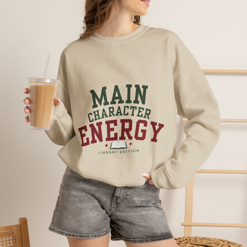 “Main Character Energy: Library Edition” Cozy Reader Sweatshirt