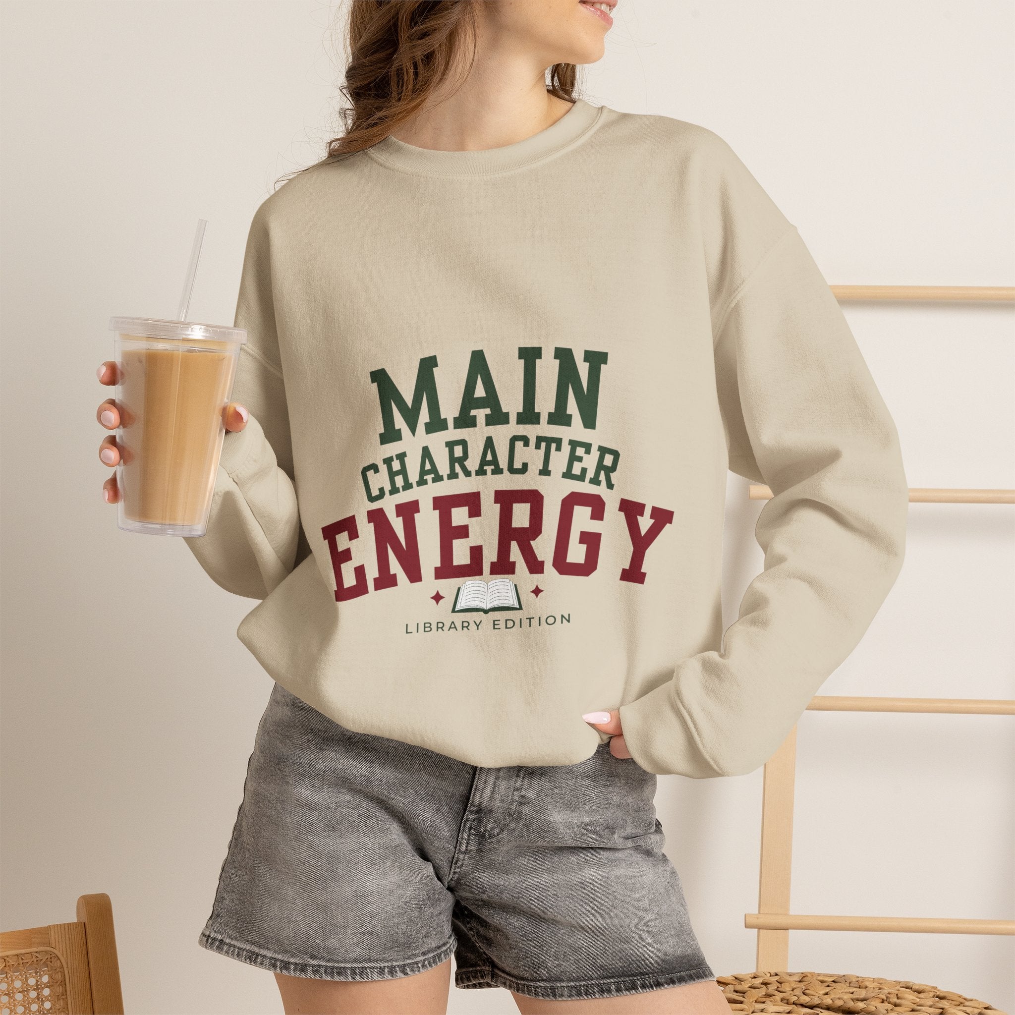 “Main Character Energy: Library Edition” Cozy Reader Sweatshirt