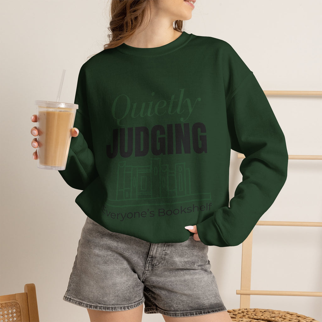 “Quietly Judging Everyone's Bookshelf” Cozy Reader Sweatshirt