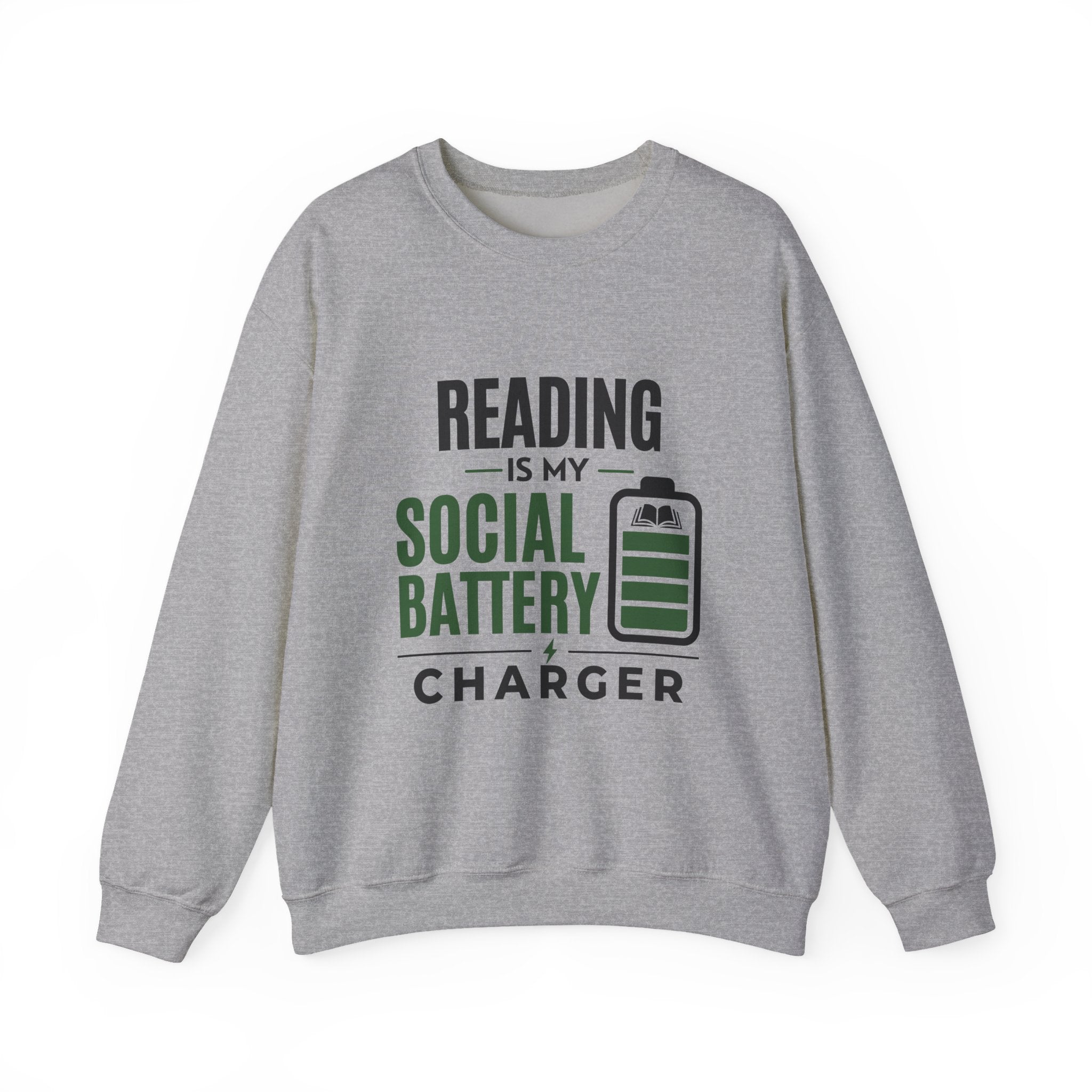 “Reading Is My Social Battery Charger” Cozy Reader Sweatshirt
