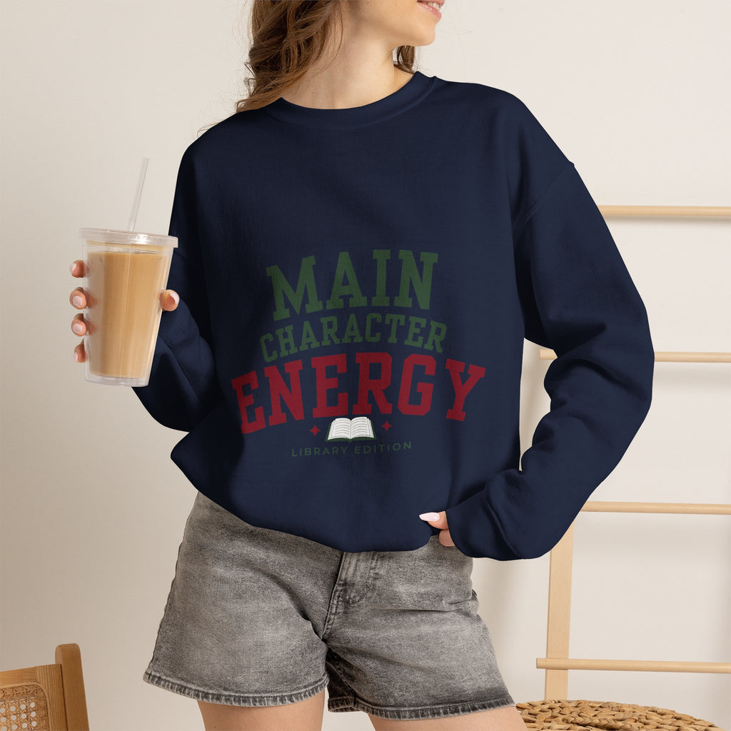 “Main Character Energy: Library Edition” Cozy Reader Sweatshirt
