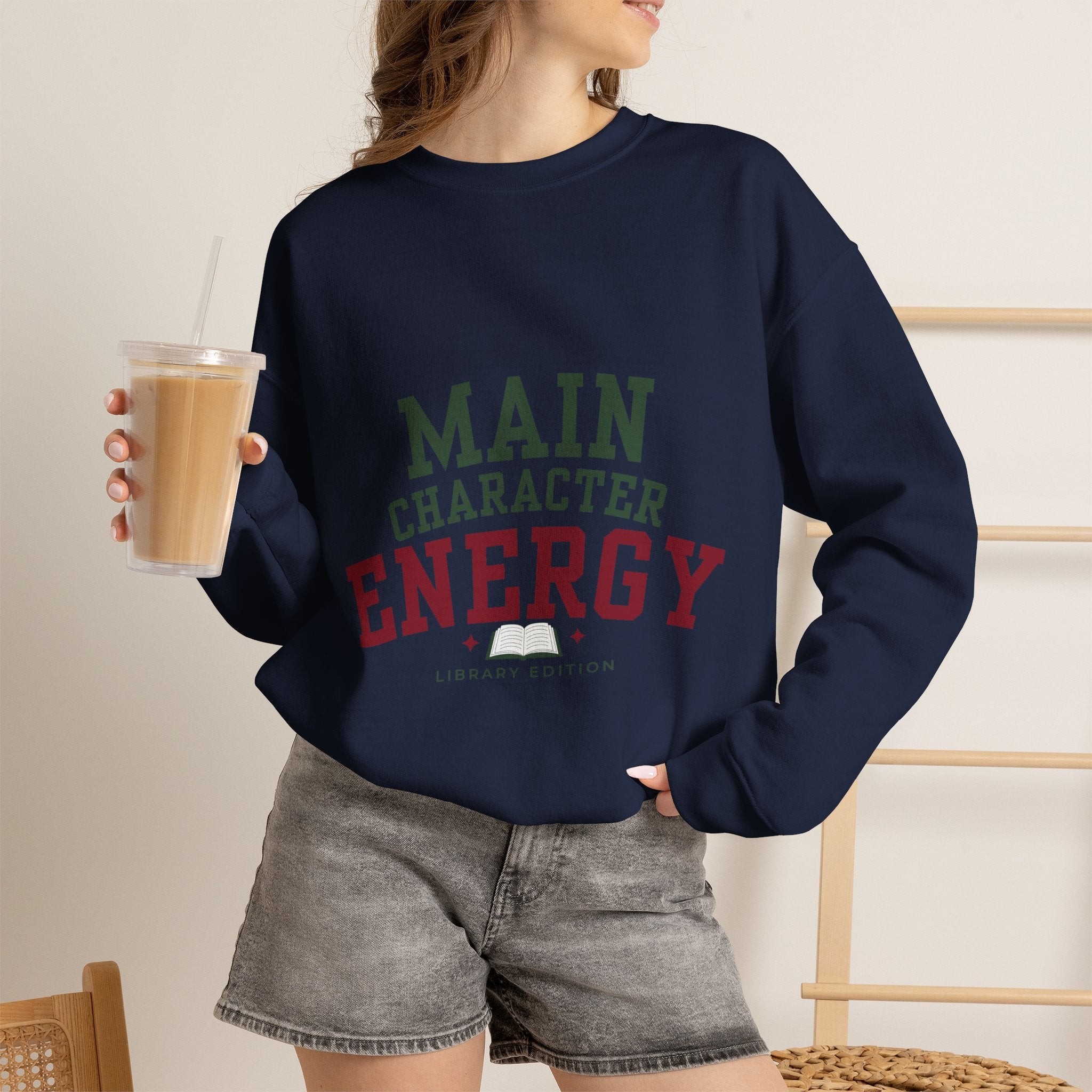 “Main Character Energy: Library Edition” Cozy Reader Sweatshirt