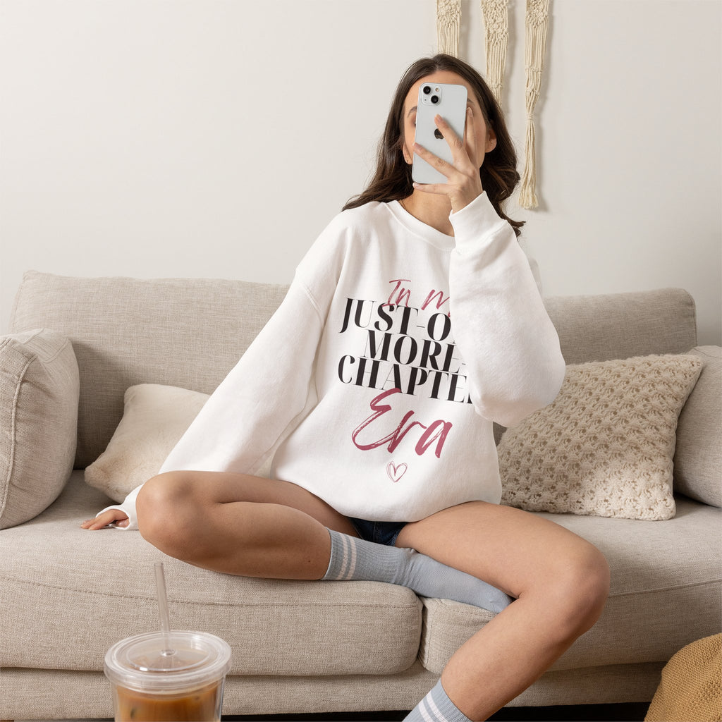 “In My Just-One-More-Chapter Era” Cozy Reader Sweatshirt