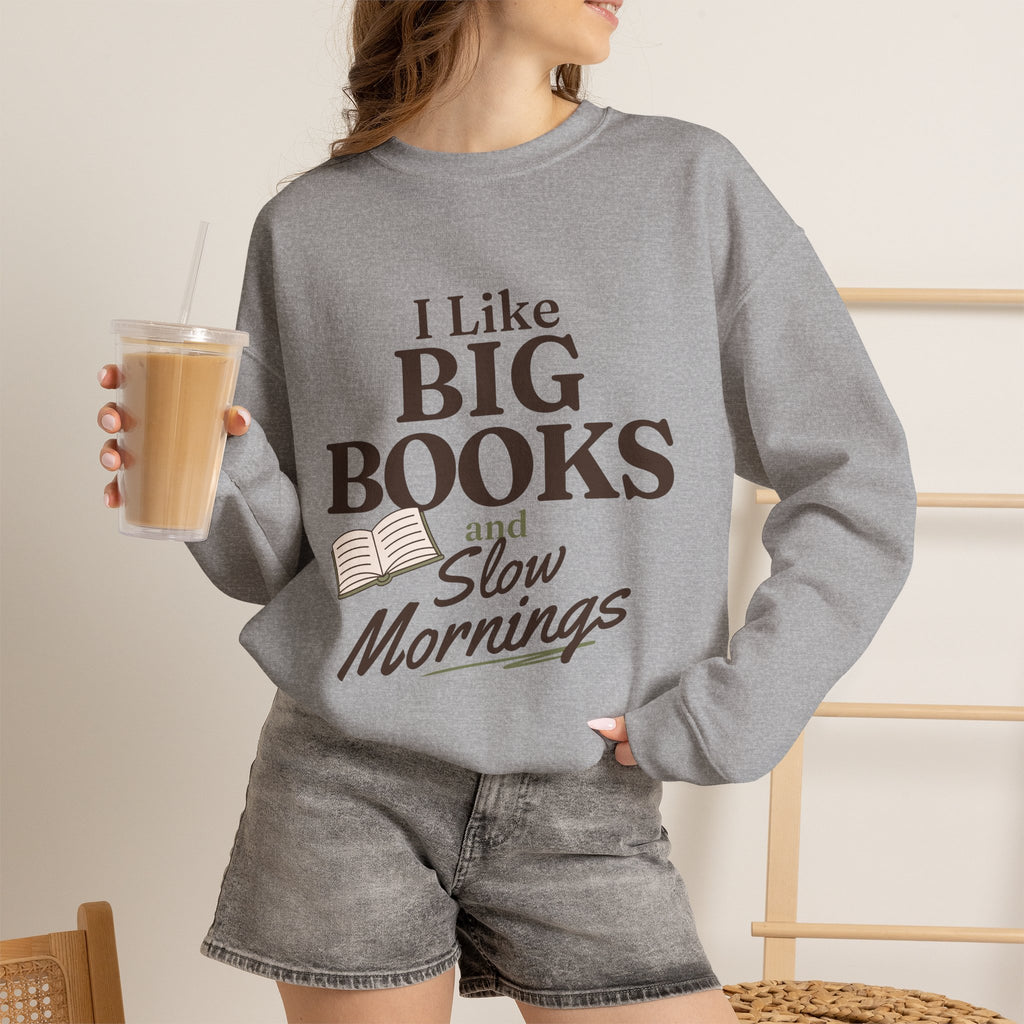 “I Like Big Books and Slow Mornings” Cozy Reader Sweatshirt