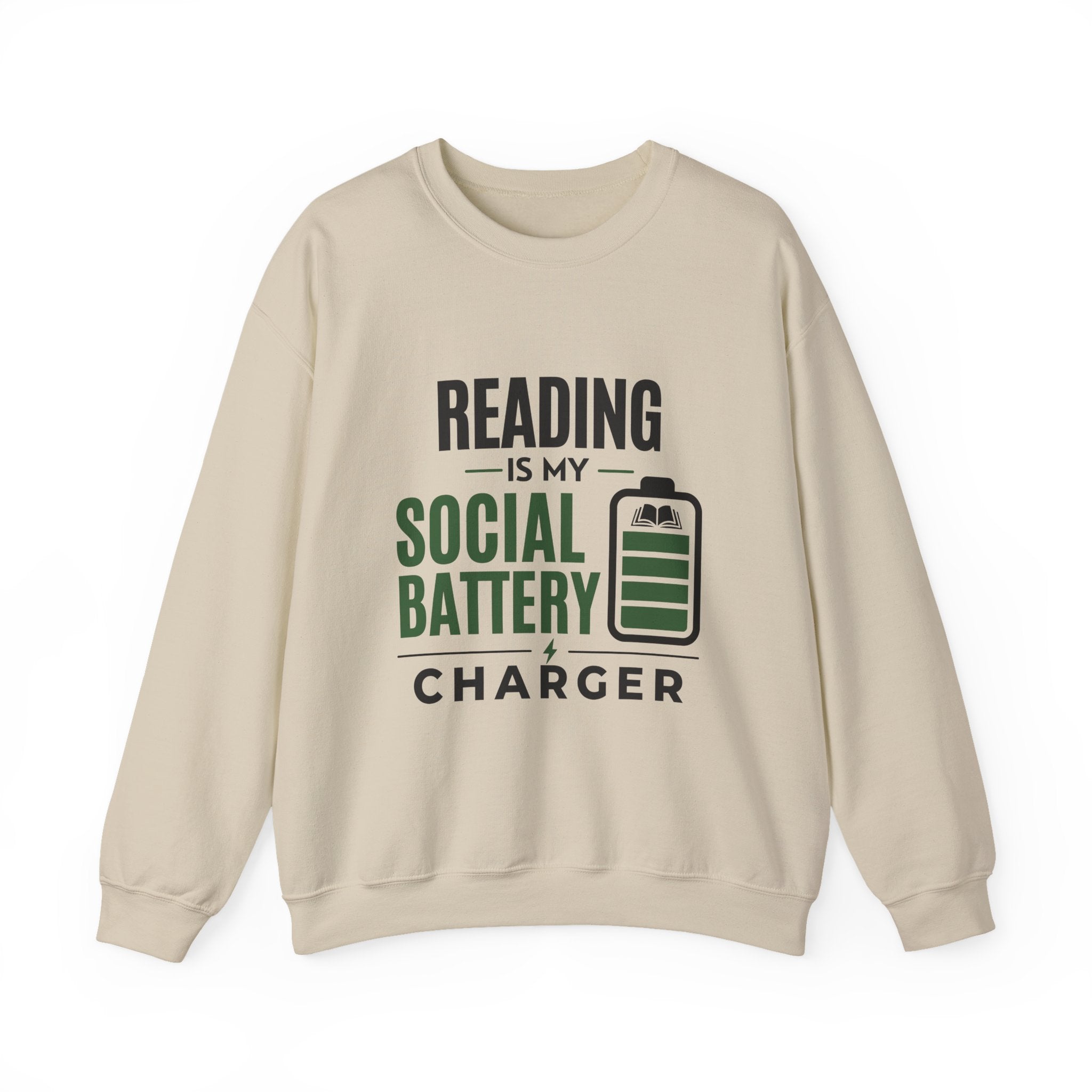 “Reading Is My Social Battery Charger” Cozy Reader Sweatshirt