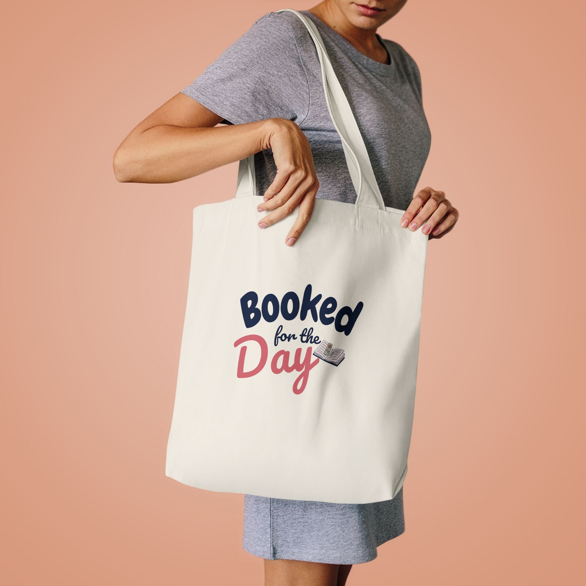 Booked for the Day Tote Bag — Canvas Book Lover Grocery & Library Tote