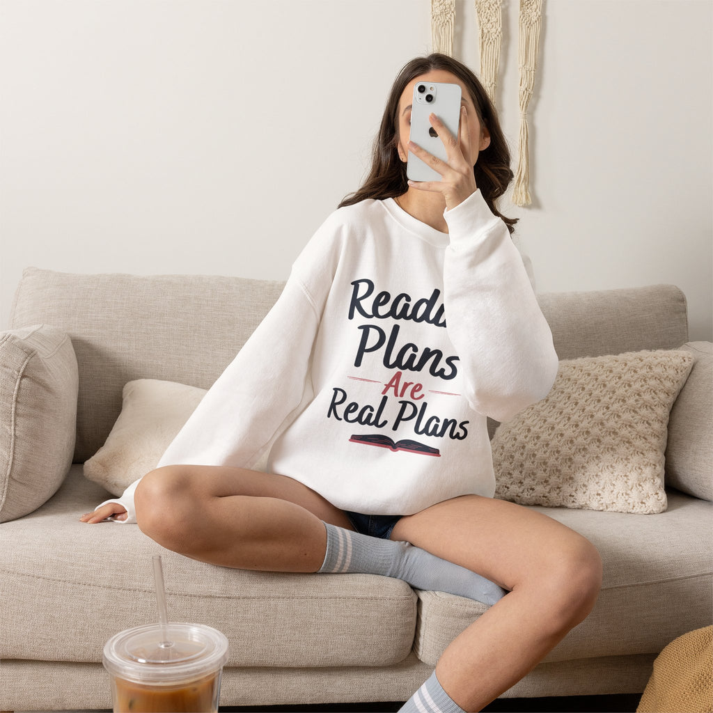 “Reading Plans Are Real Plans” Cozy Reader Sweatshirt