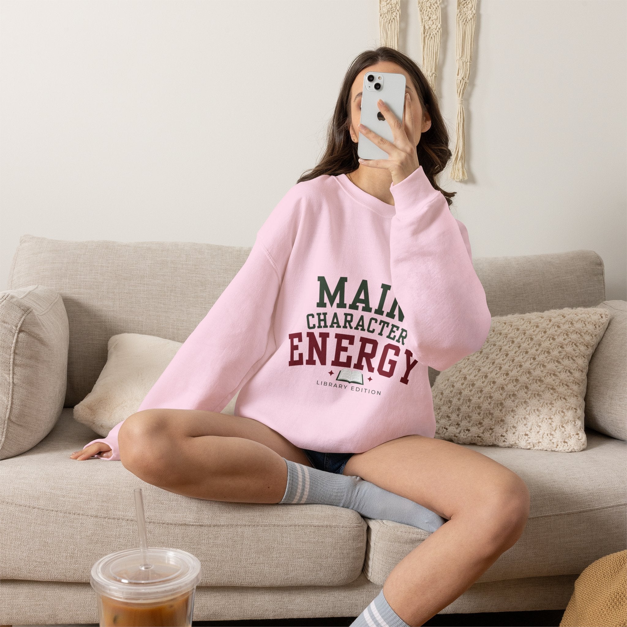 “Main Character Energy: Library Edition” Cozy Reader Sweatshirt