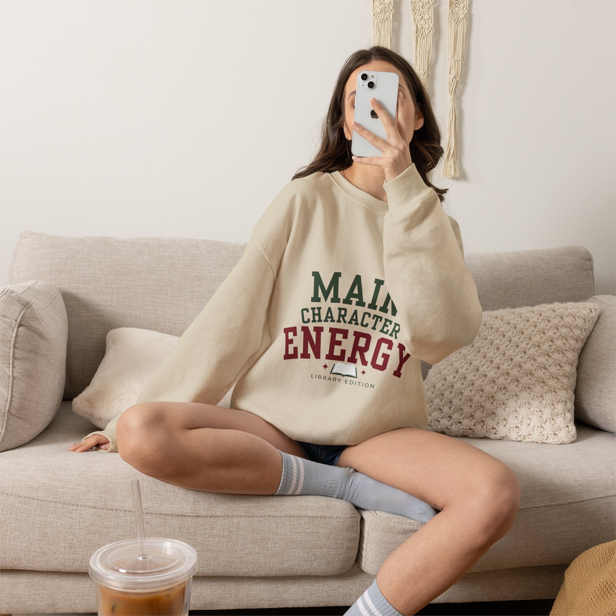 “Main Character Energy: Library Edition” Cozy Reader Sweatshirt