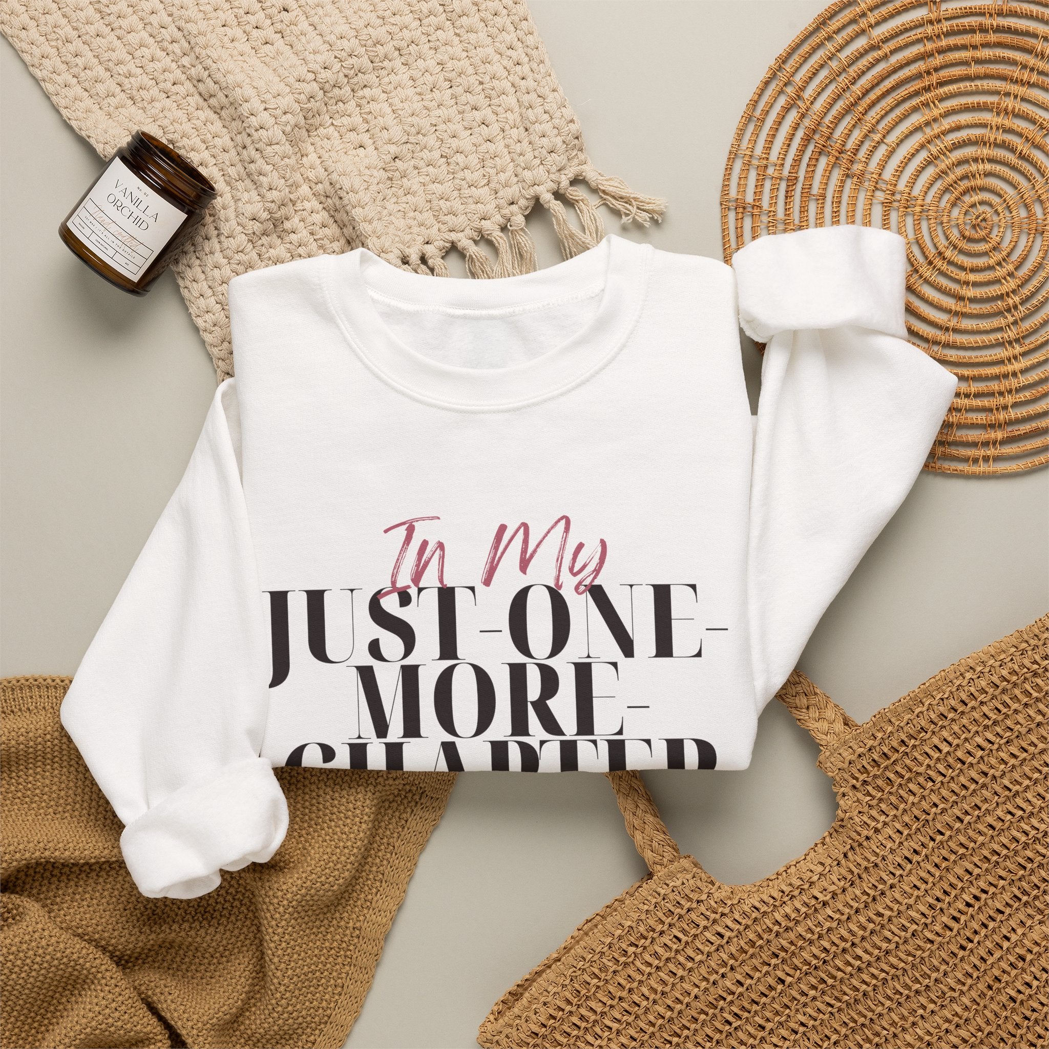 “In My Just-One-More-Chapter Era” Cozy Reader Sweatshirt