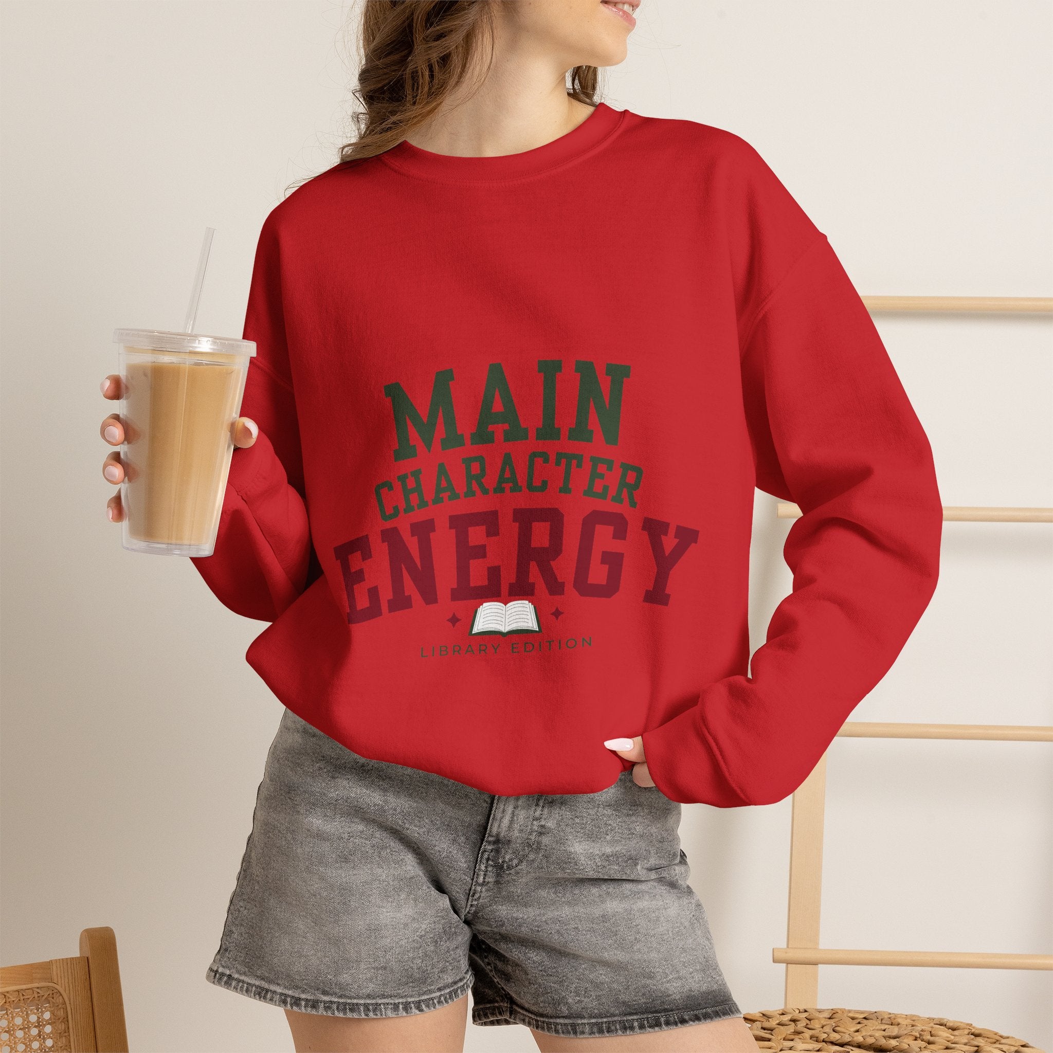 “Main Character Energy: Library Edition” Cozy Reader Sweatshirt