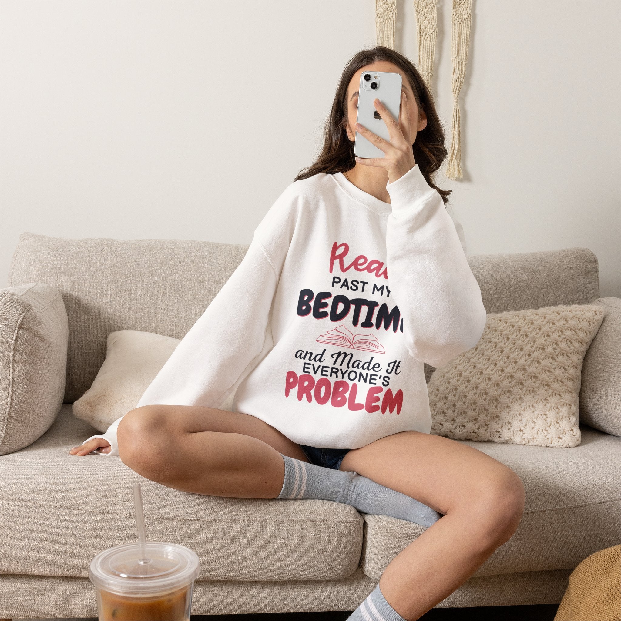 Copy of Copy of Copy of Copy of Copy of Sweatshirt — "Booked for the Day" Cozy Reader Crewneck