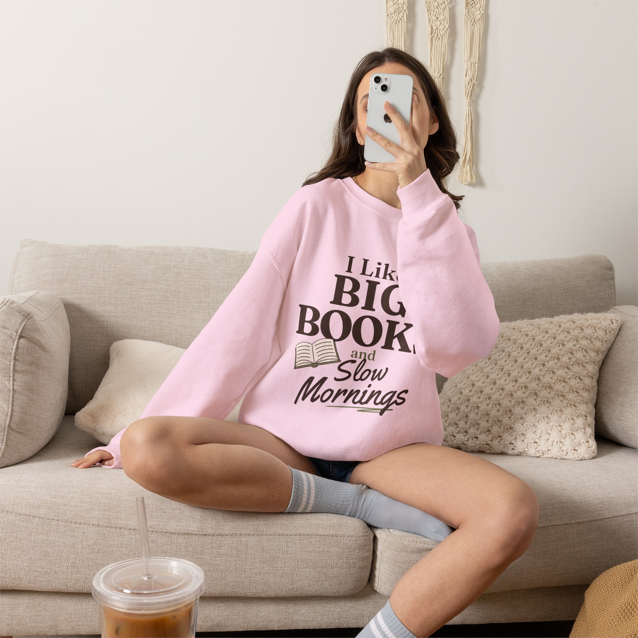 “I Like Big Books and Slow Mornings” Cozy Reader Sweatshirt