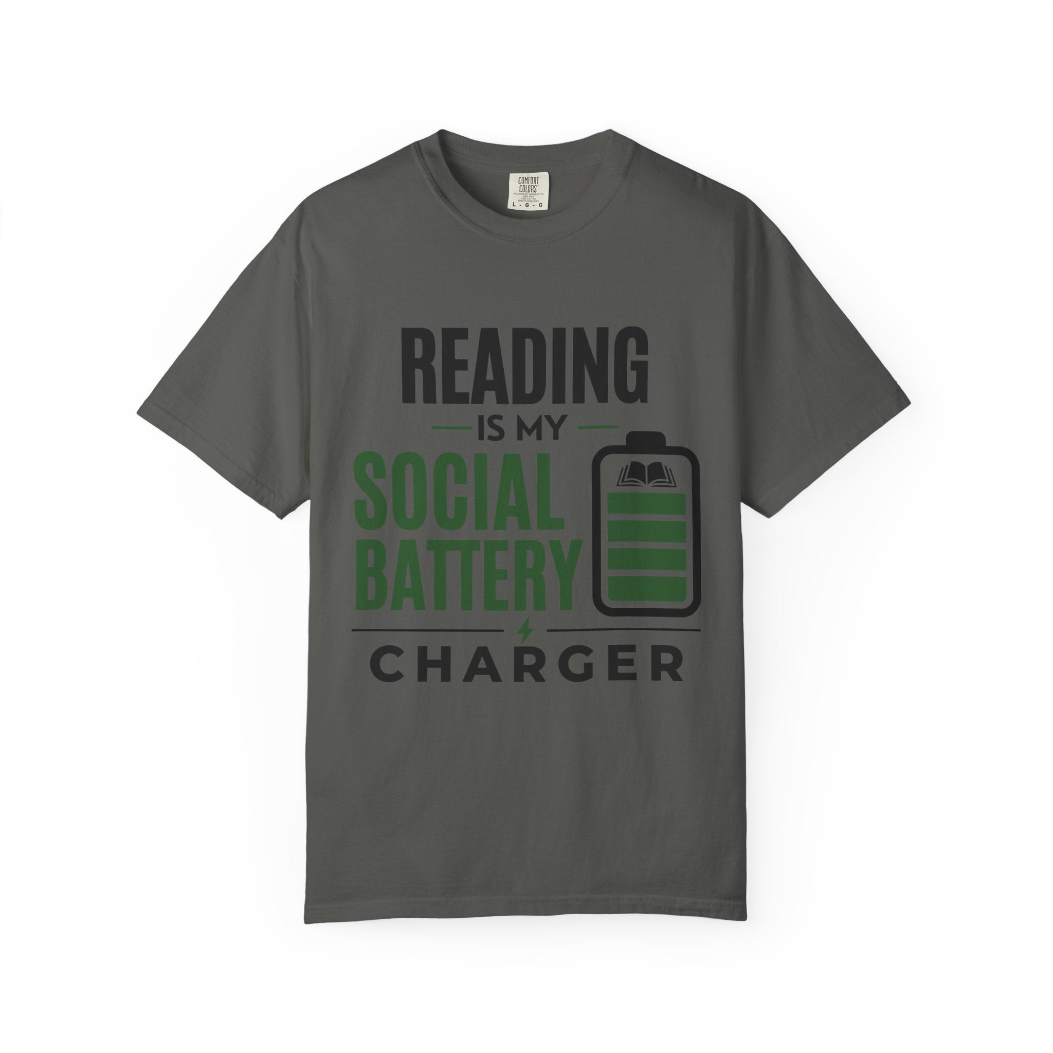 “Reading Is My Social Battery Charger” Funny Reading Lover T-Shirt