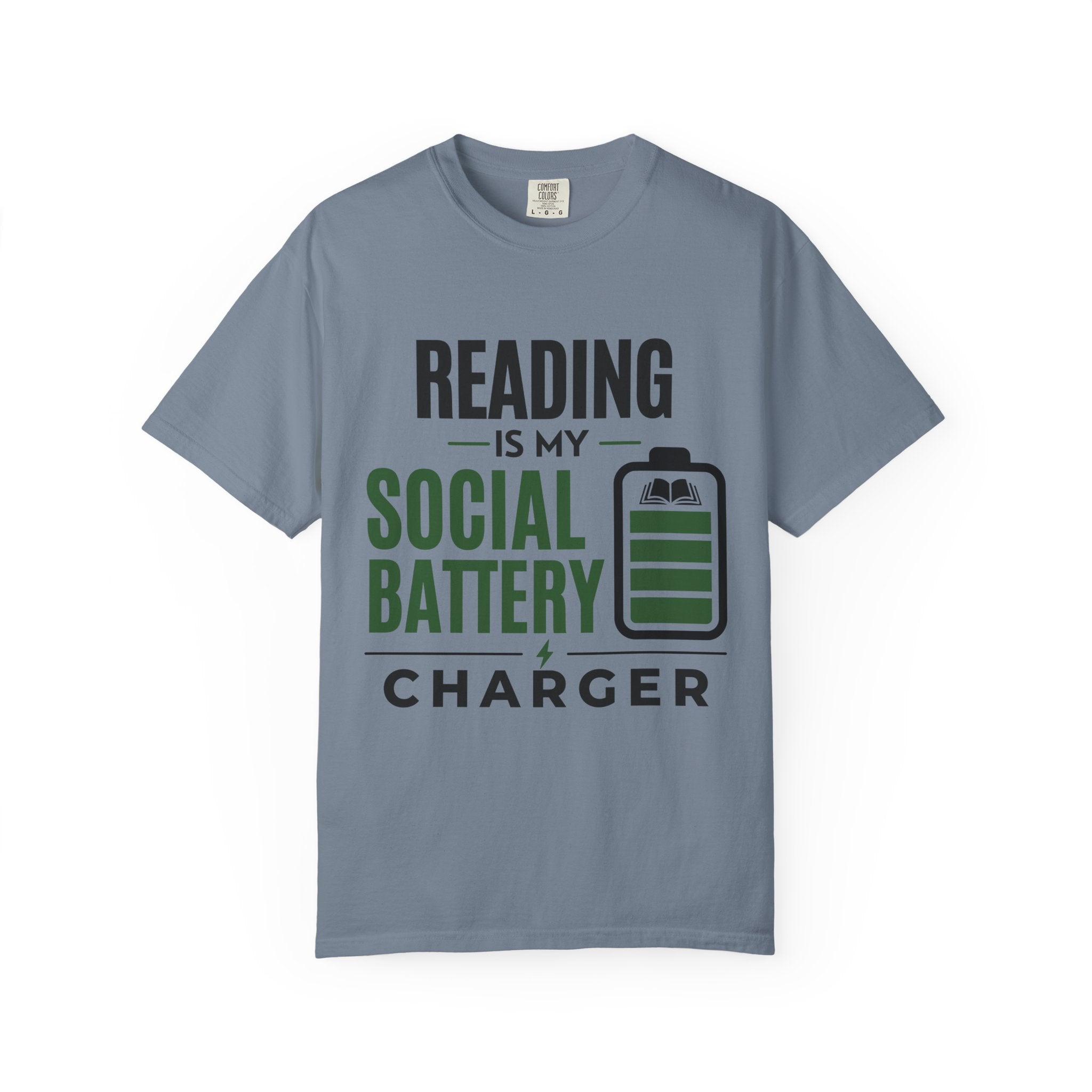 “Reading Is My Social Battery Charger” Funny Reading Lover T-Shirt