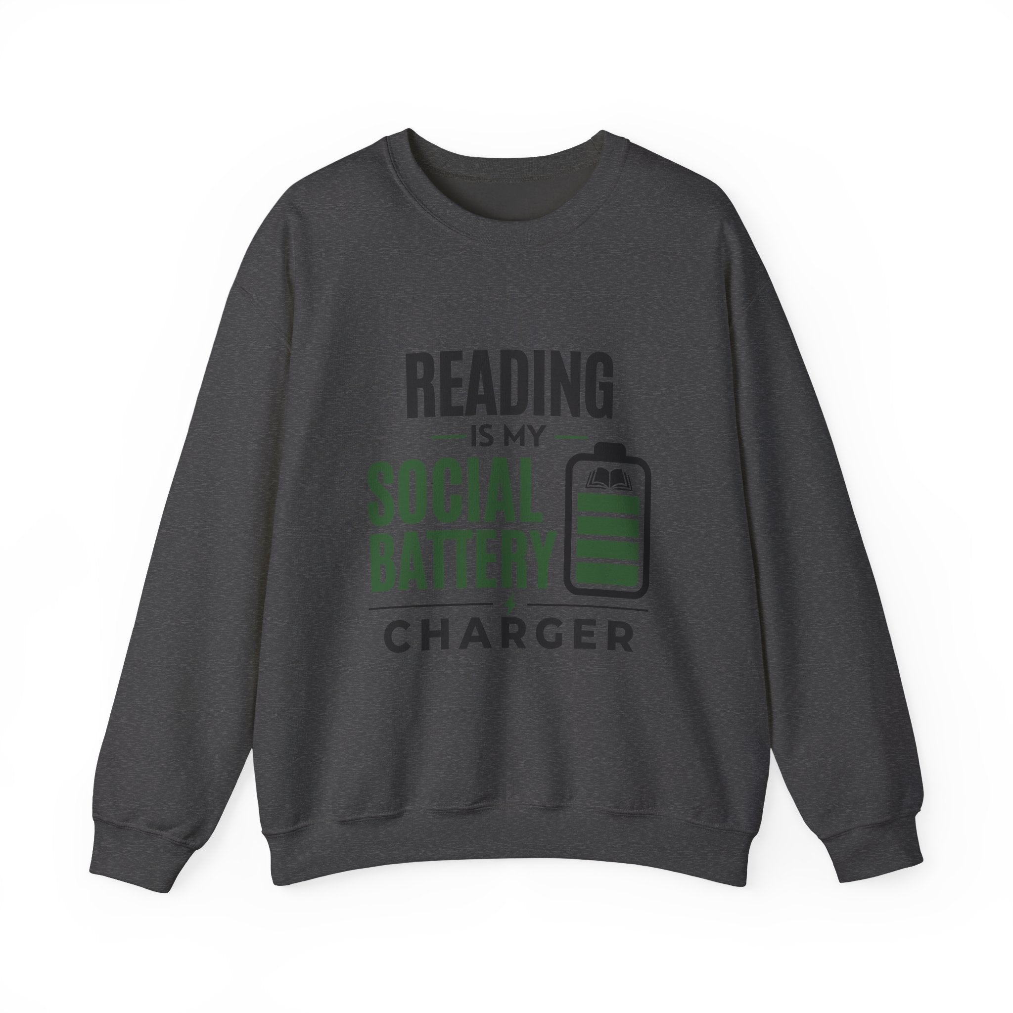 “Reading Is My Social Battery Charger” Cozy Reader Sweatshirt