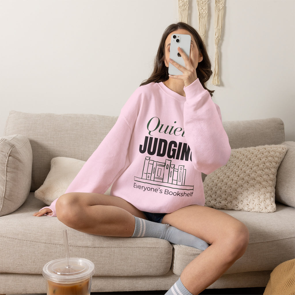 “Quietly Judging Everyone's Bookshelf” Cozy Reader Sweatshirt