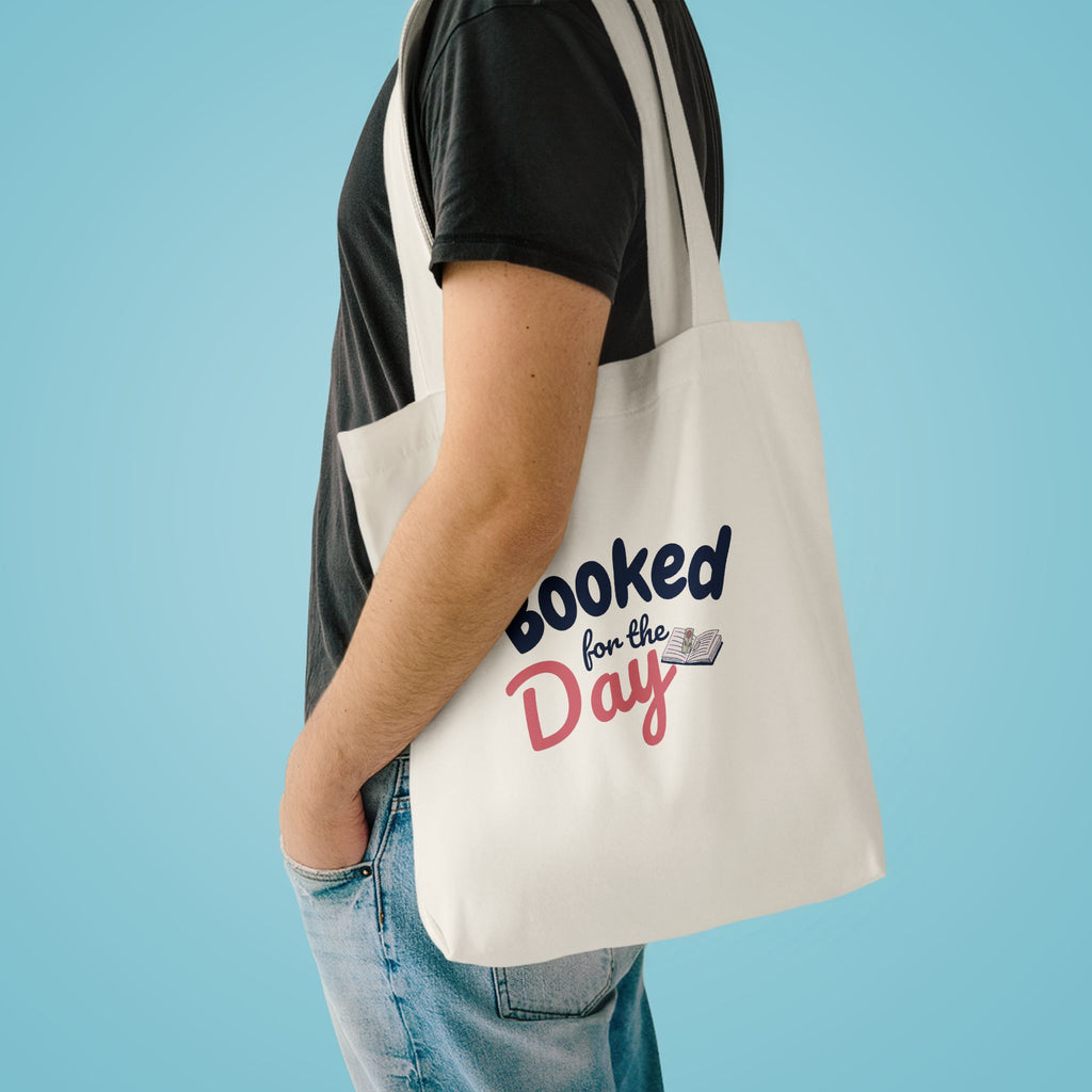 Booked for the Day Tote Bag — Canvas Book Lover Grocery & Library Tote
