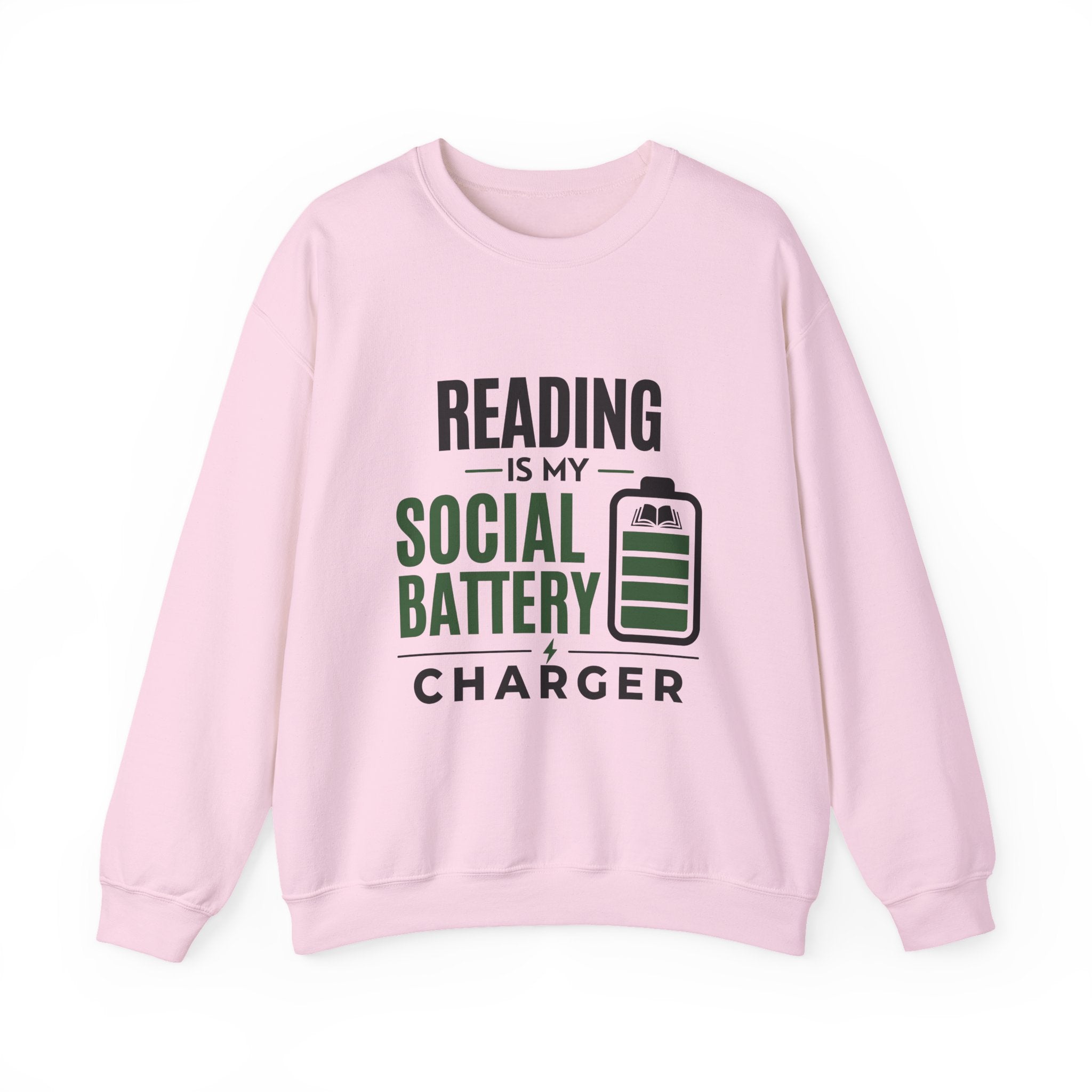 “Reading Is My Social Battery Charger” Cozy Reader Sweatshirt