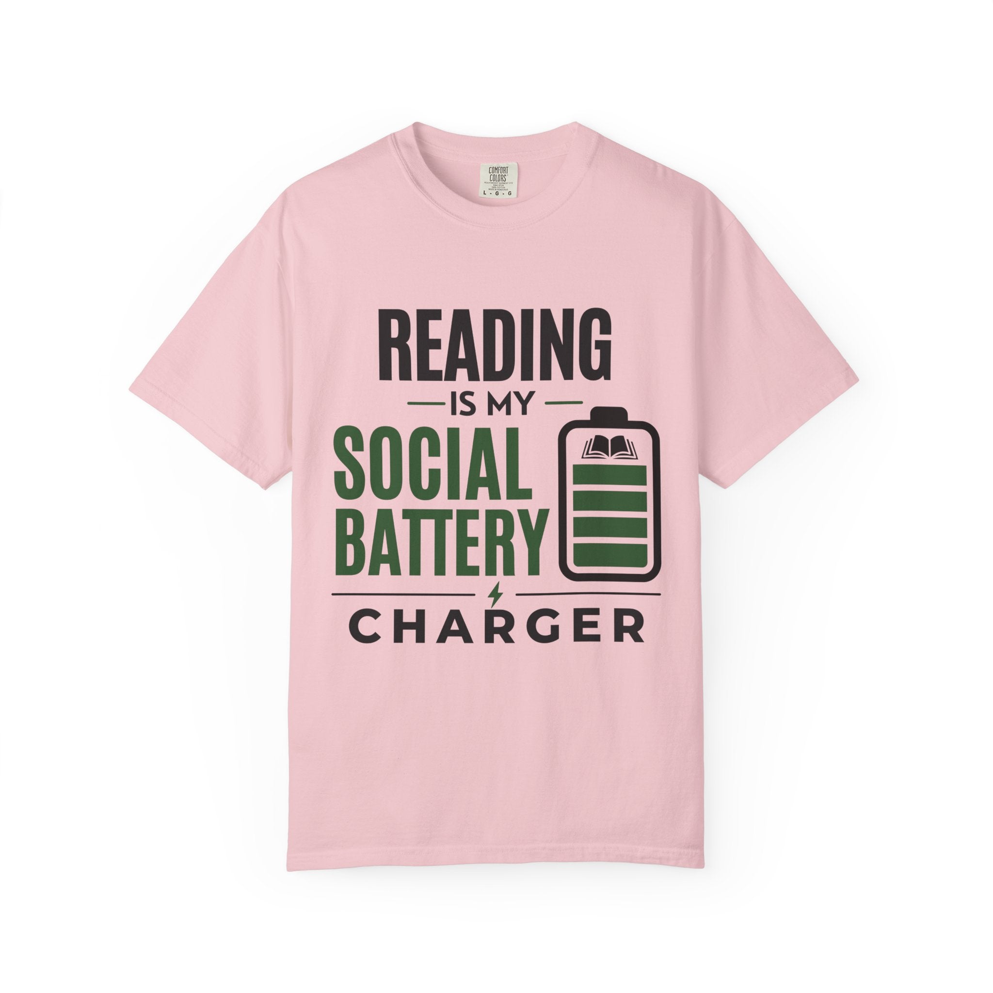 “Reading Is My Social Battery Charger” Funny Reading Lover T-Shirt