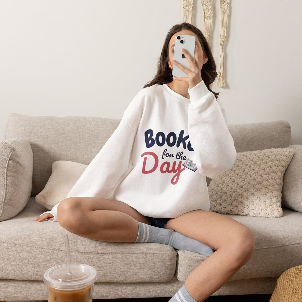 Sweatshirt — "Booked for the Day" Cozy Reader Crewneck