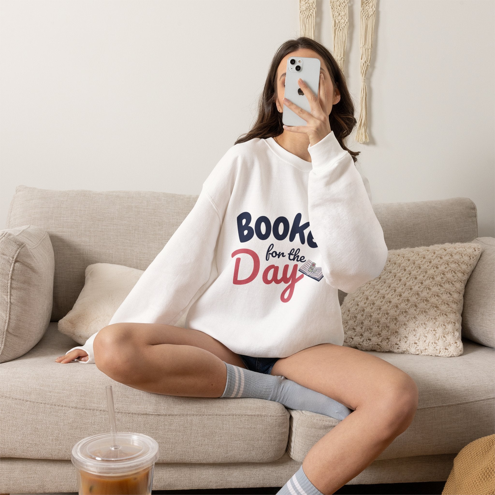 Sweatshirt — "Booked for the Day" Cozy Reader Crewneck