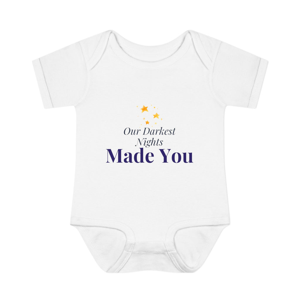 "Our Darkest Nights Made You" Rainbow Baby Bodysuit