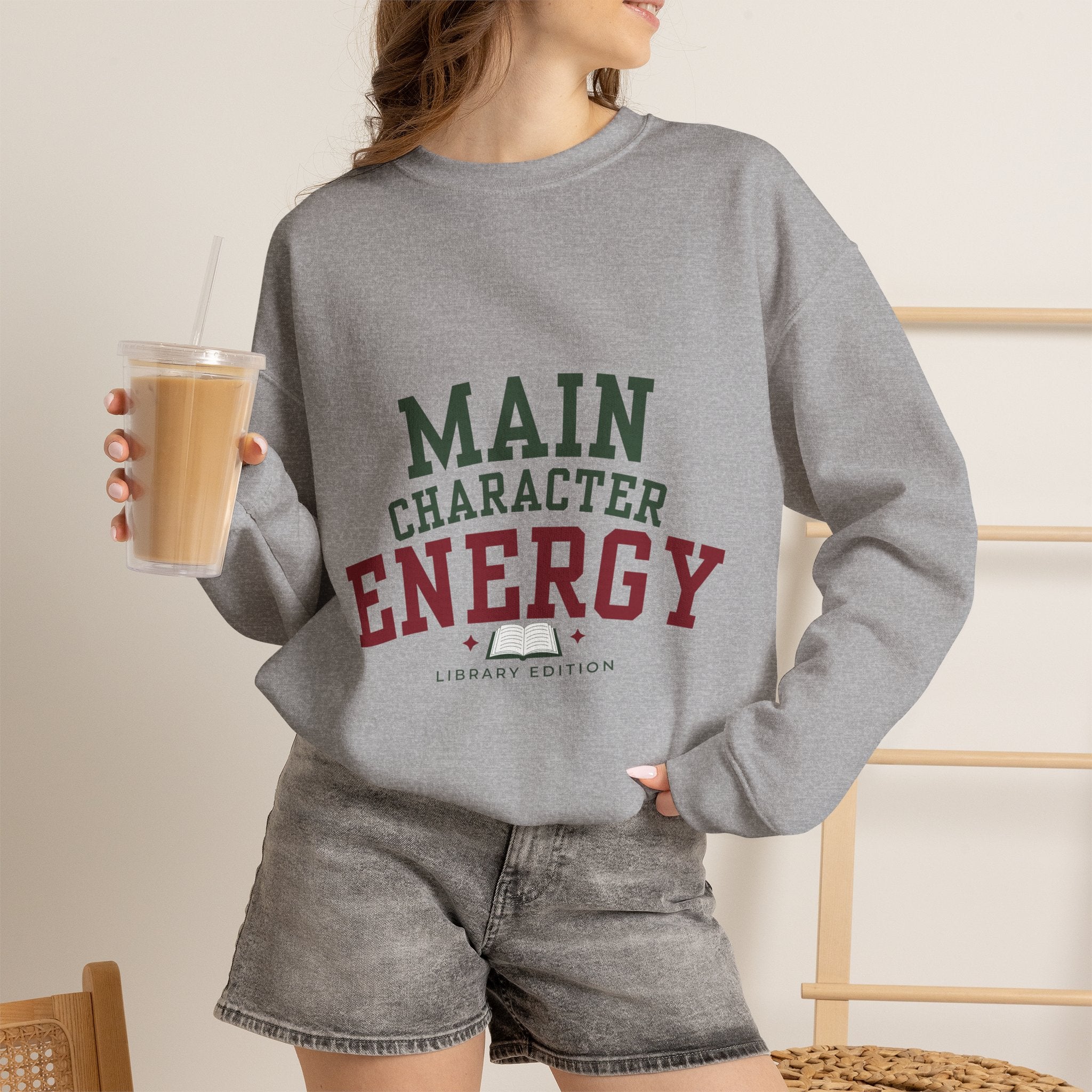 “Main Character Energy: Library Edition” Cozy Reader Sweatshirt