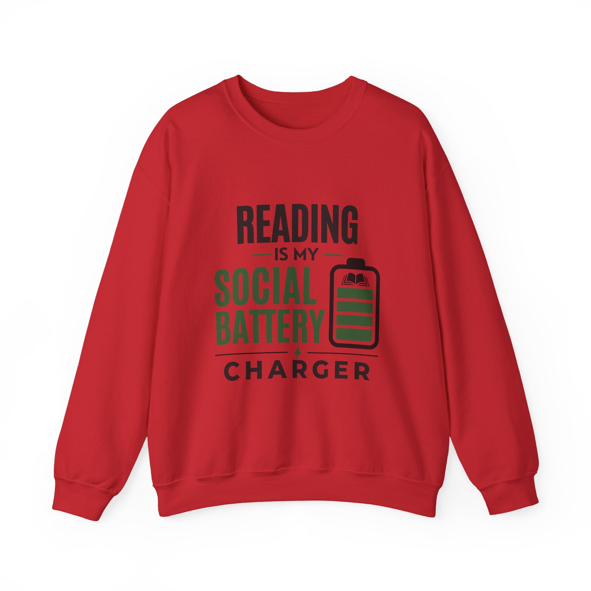 “Reading Is My Social Battery Charger” Cozy Reader Sweatshirt
