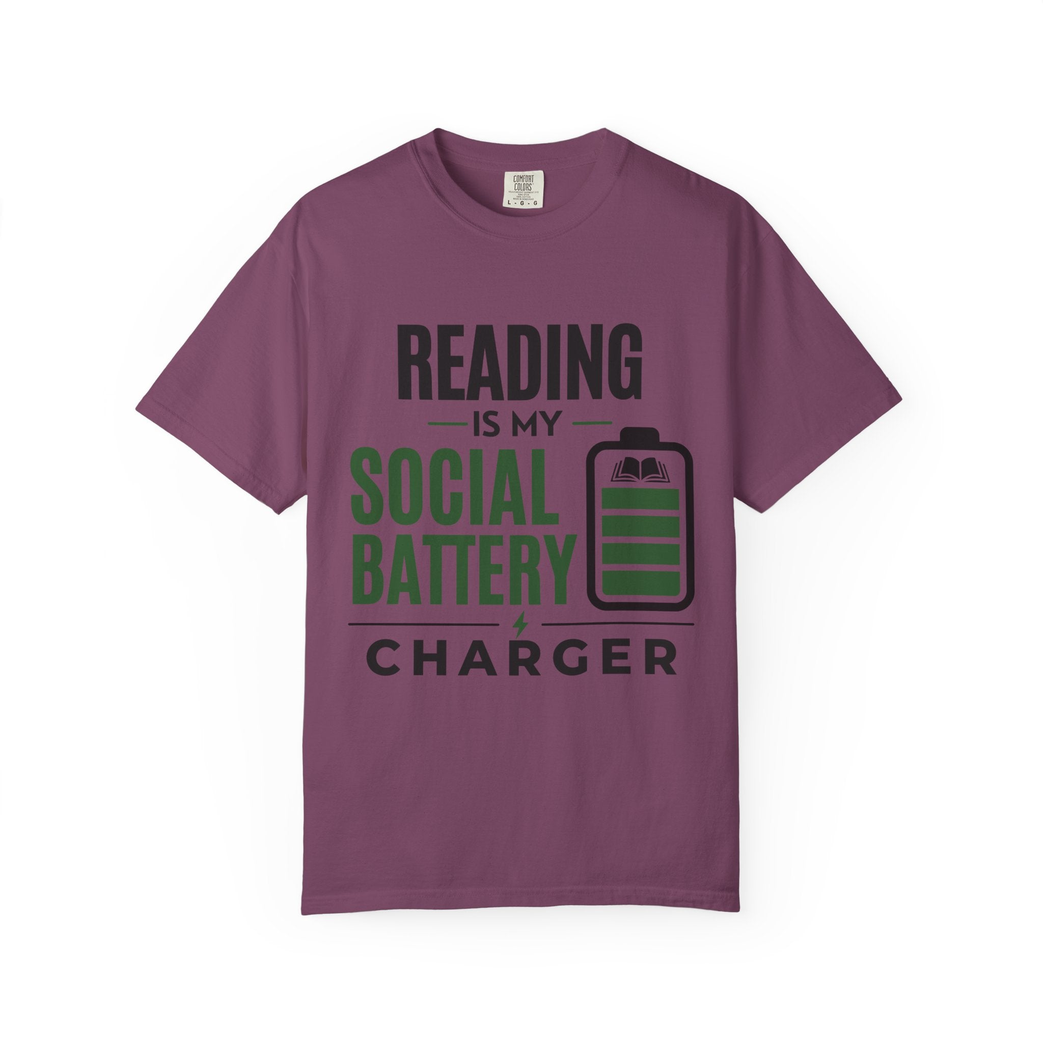 “Reading Is My Social Battery Charger” Funny Reading Lover T-Shirt