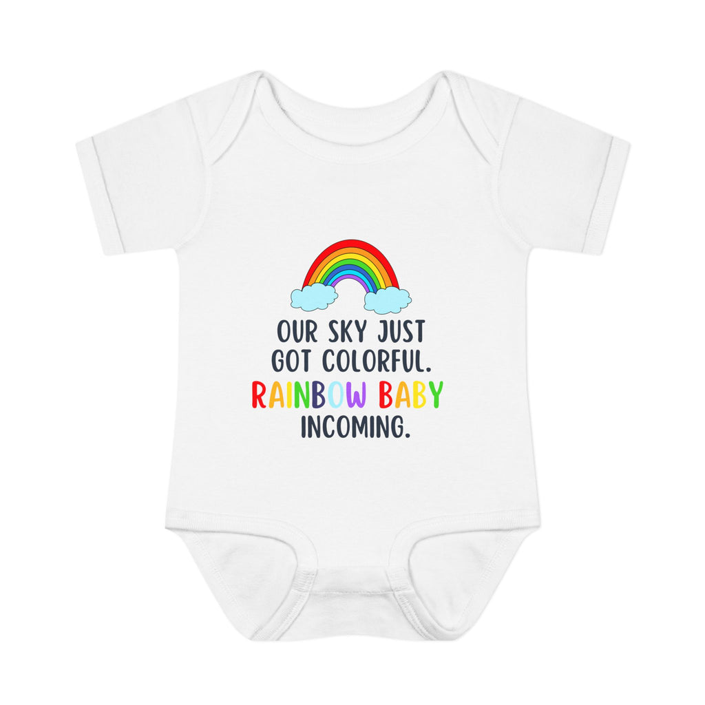"Rainbow Baby Incoming" Baby Bodysuit