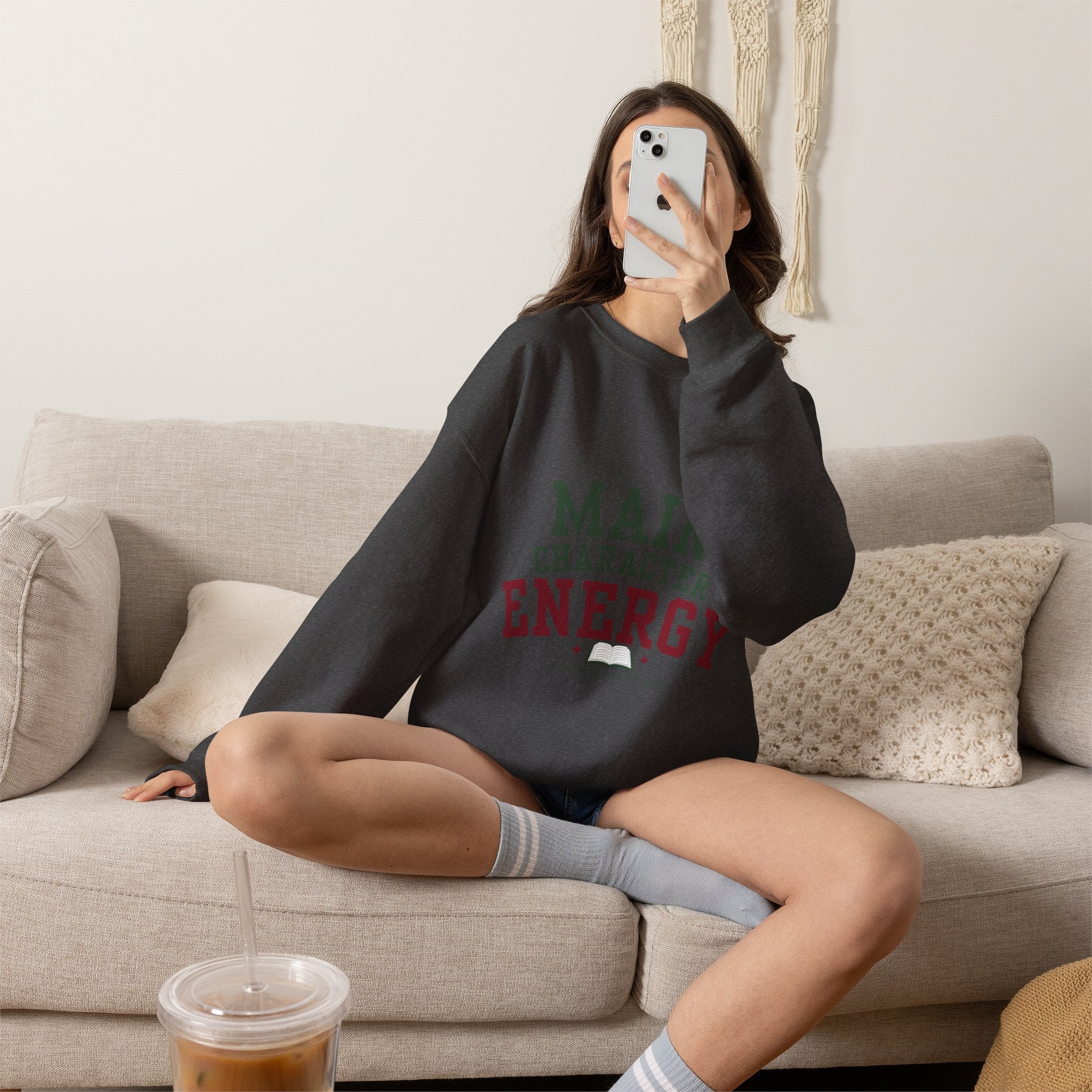 “Main Character Energy: Library Edition” Cozy Reader Sweatshirt
