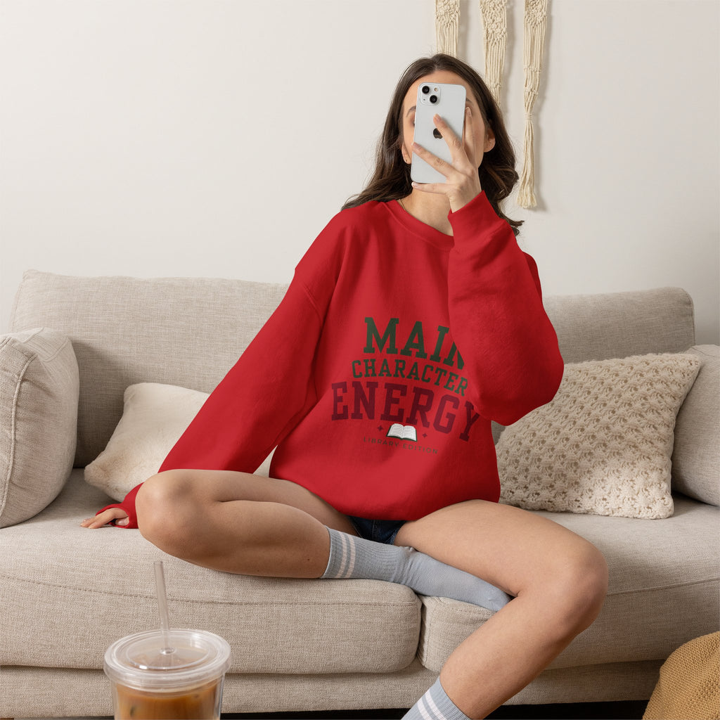 “Main Character Energy: Library Edition” Cozy Reader Sweatshirt