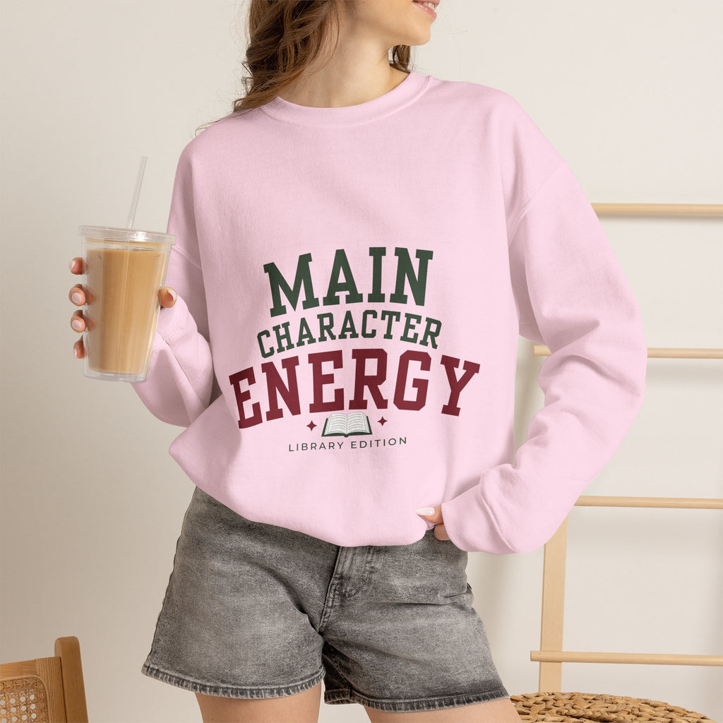 “Main Character Energy: Library Edition” Cozy Reader Sweatshirt