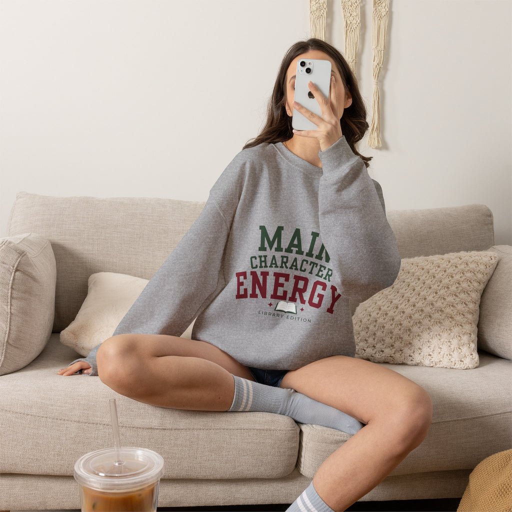 “Main Character Energy: Library Edition” Cozy Reader Sweatshirt