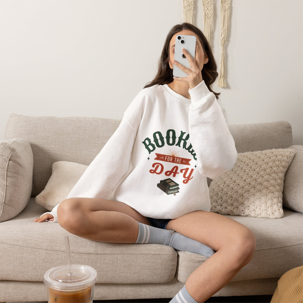 Copy of Copy of Copy of Sweatshirt — "Booked for the Day" Cozy Reader Crewneck