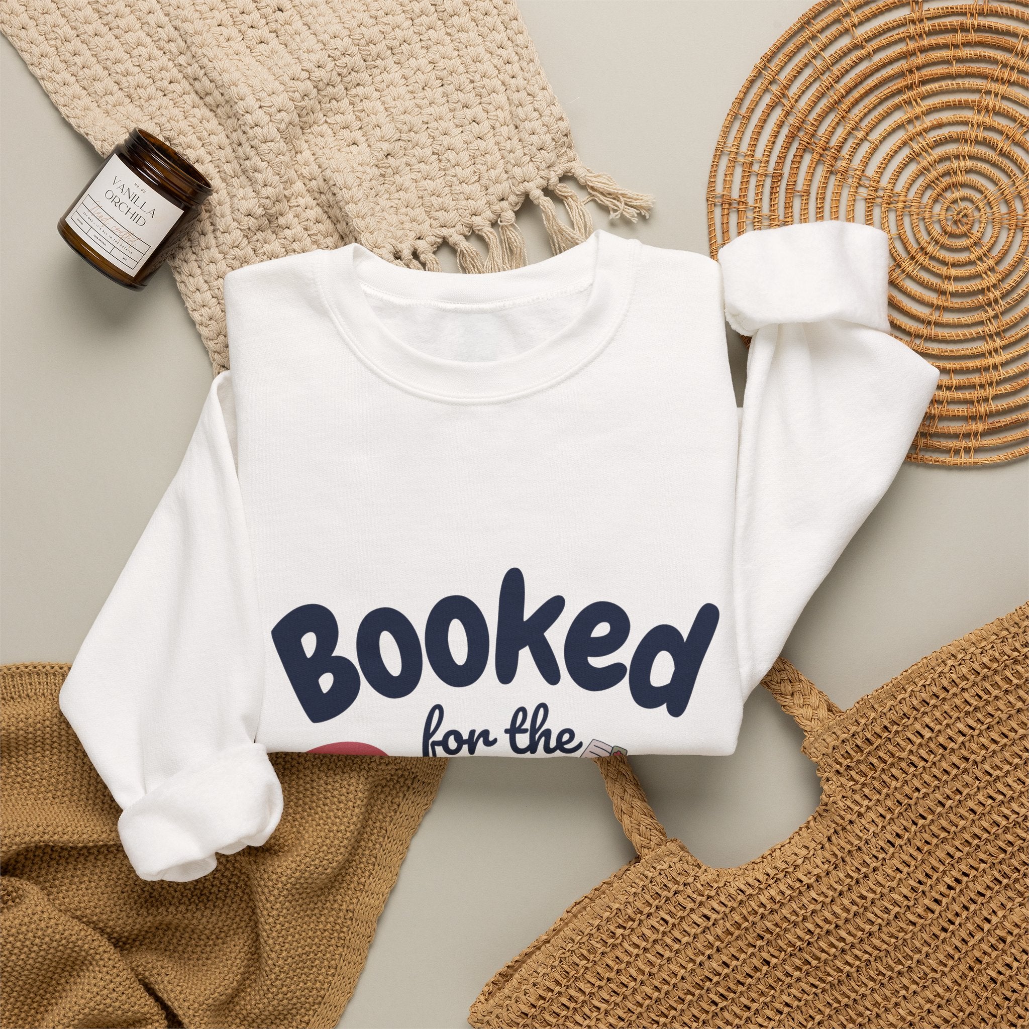 Sweatshirt — "Booked for the Day" Cozy Reader Crewneck