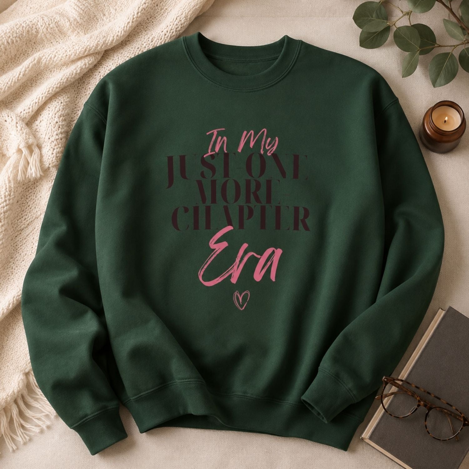 “In My Just-One-More-Chapter Era” Cozy Reader Sweatshirt