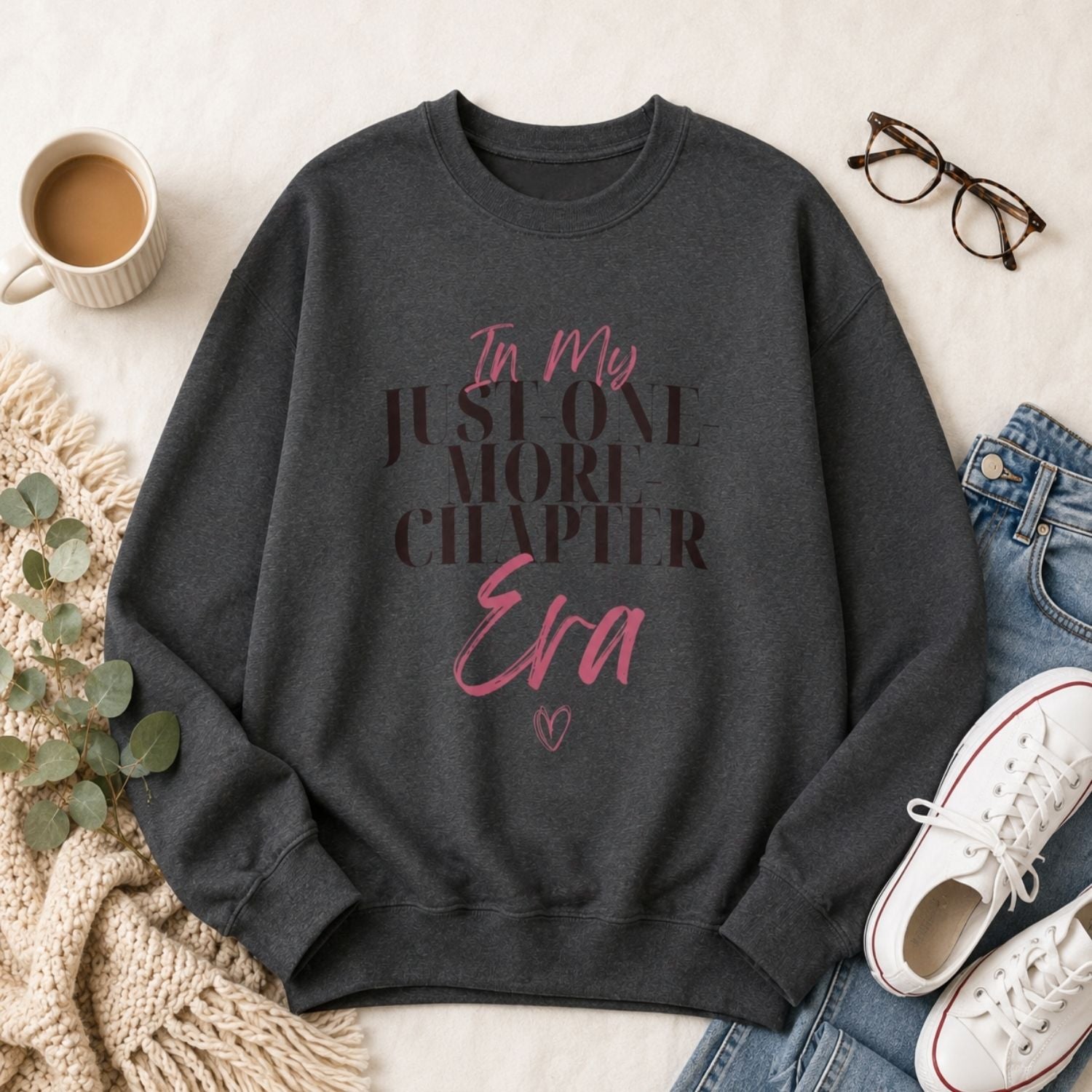 “In My Just-One-More-Chapter Era” Cozy Reader Sweatshirt