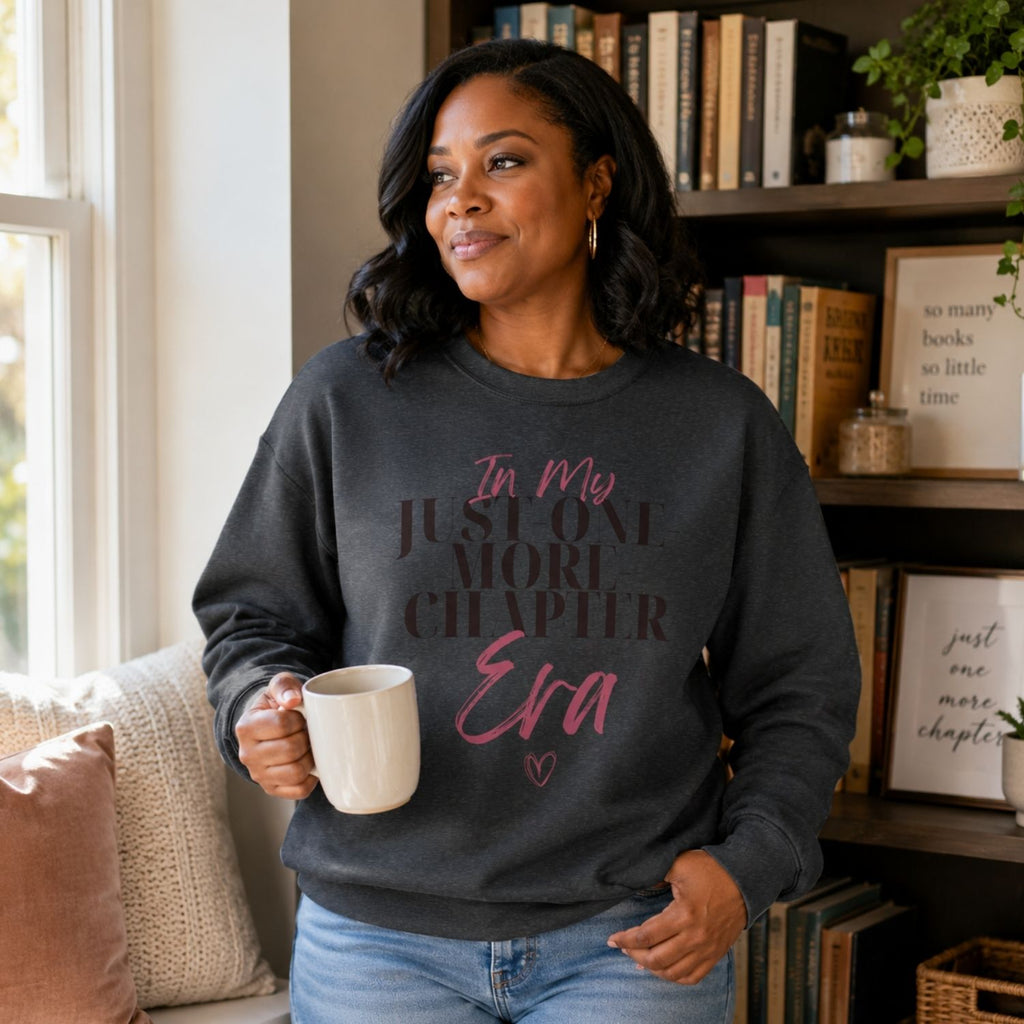 “In My Just-One-More-Chapter Era” Cozy Reader Sweatshirt