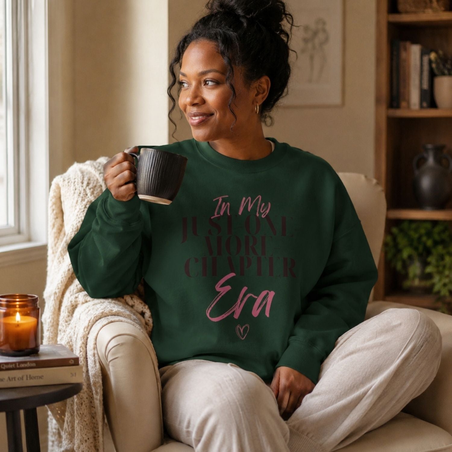 “In My Just-One-More-Chapter Era” Cozy Reader Sweatshirt