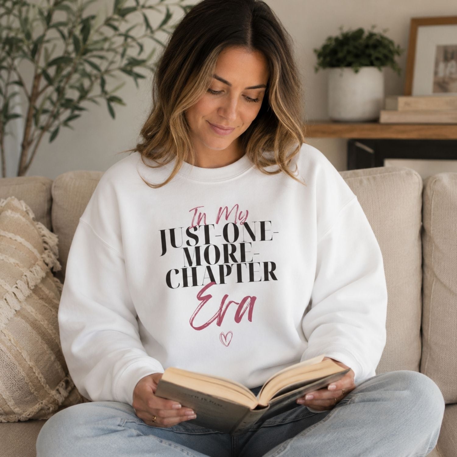 “In My Just-One-More-Chapter Era” Cozy Reader Sweatshirt