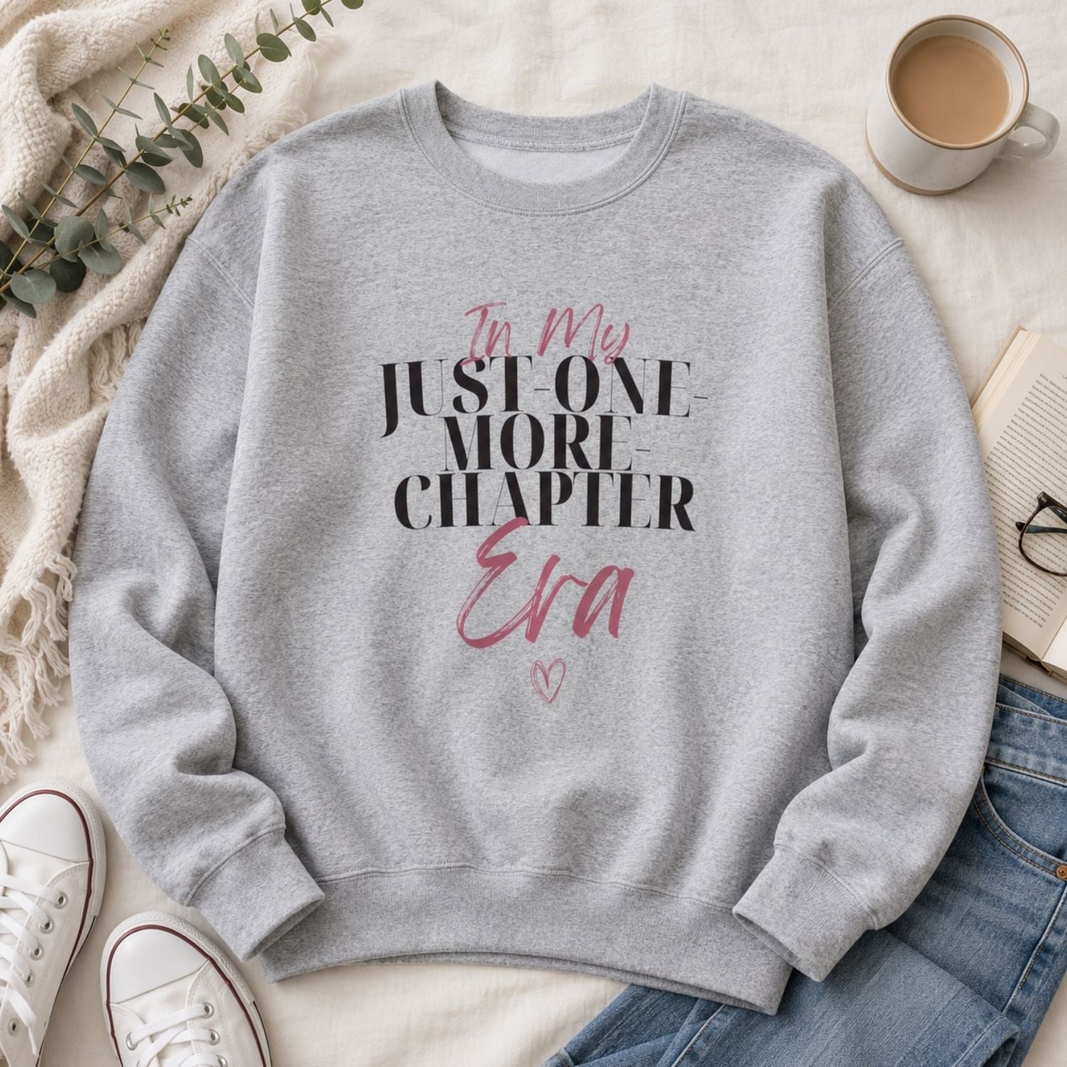 “In My Just-One-More-Chapter Era” Cozy Reader Sweatshirt