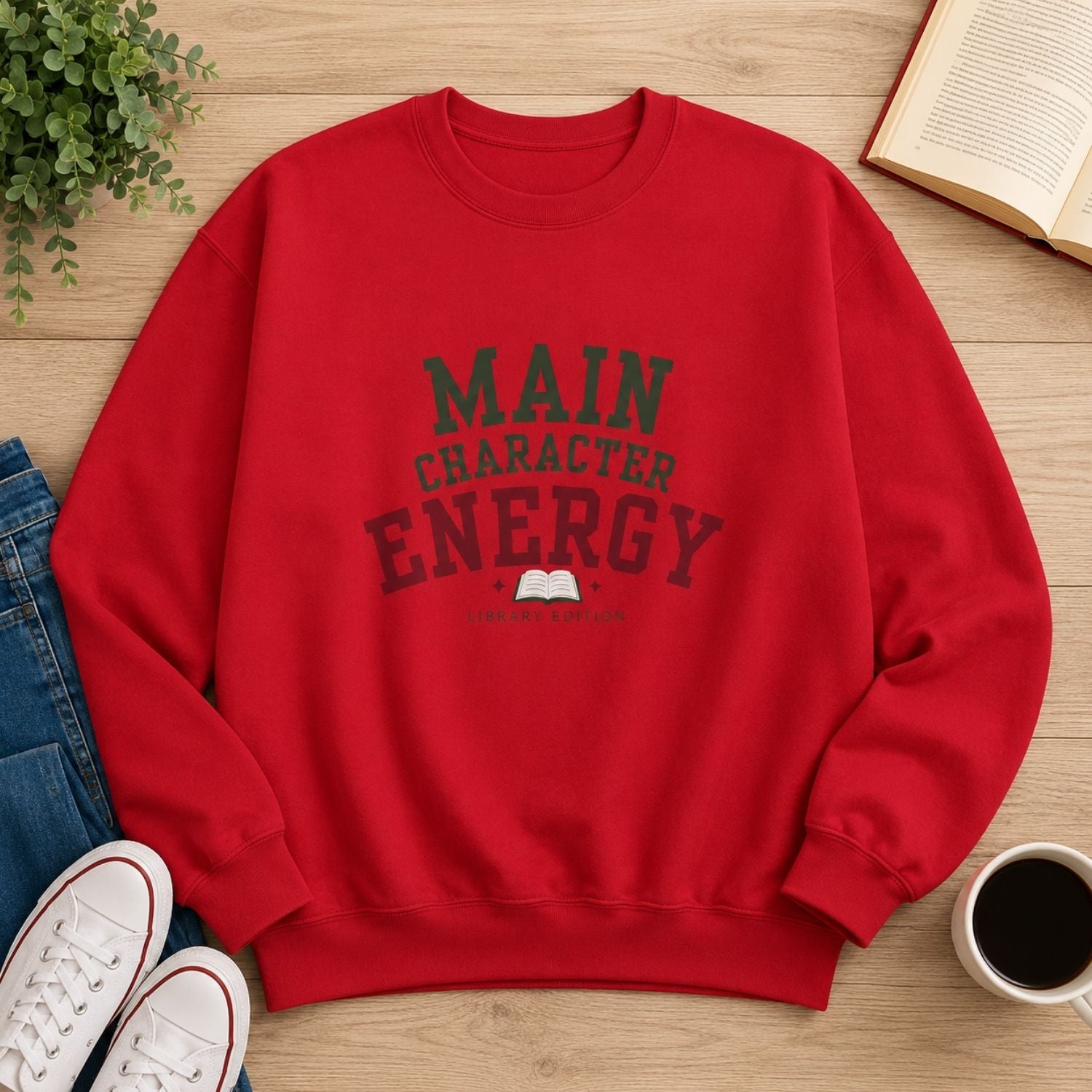 “Main Character Energy: Library Edition” Cozy Reader Sweatshirt