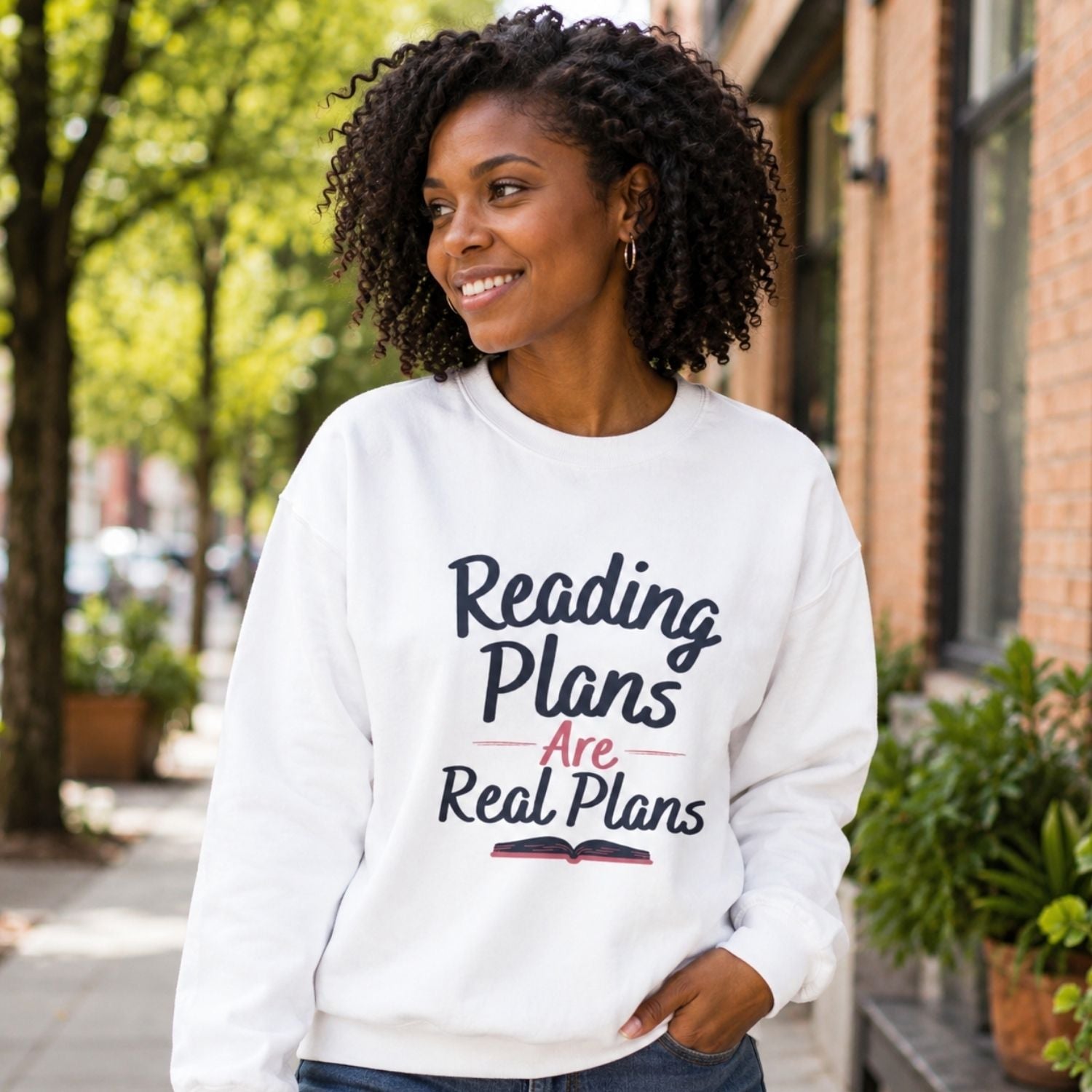 “Reading Plans Are Real Plans” Cozy Reader Sweatshirt
