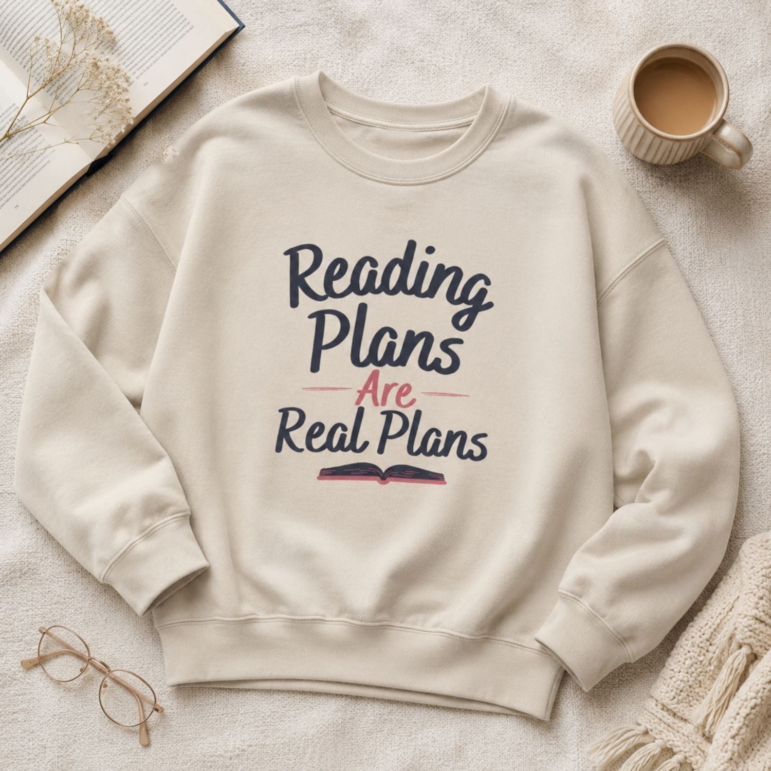 “Reading Plans Are Real Plans” Cozy Reader Sweatshirt