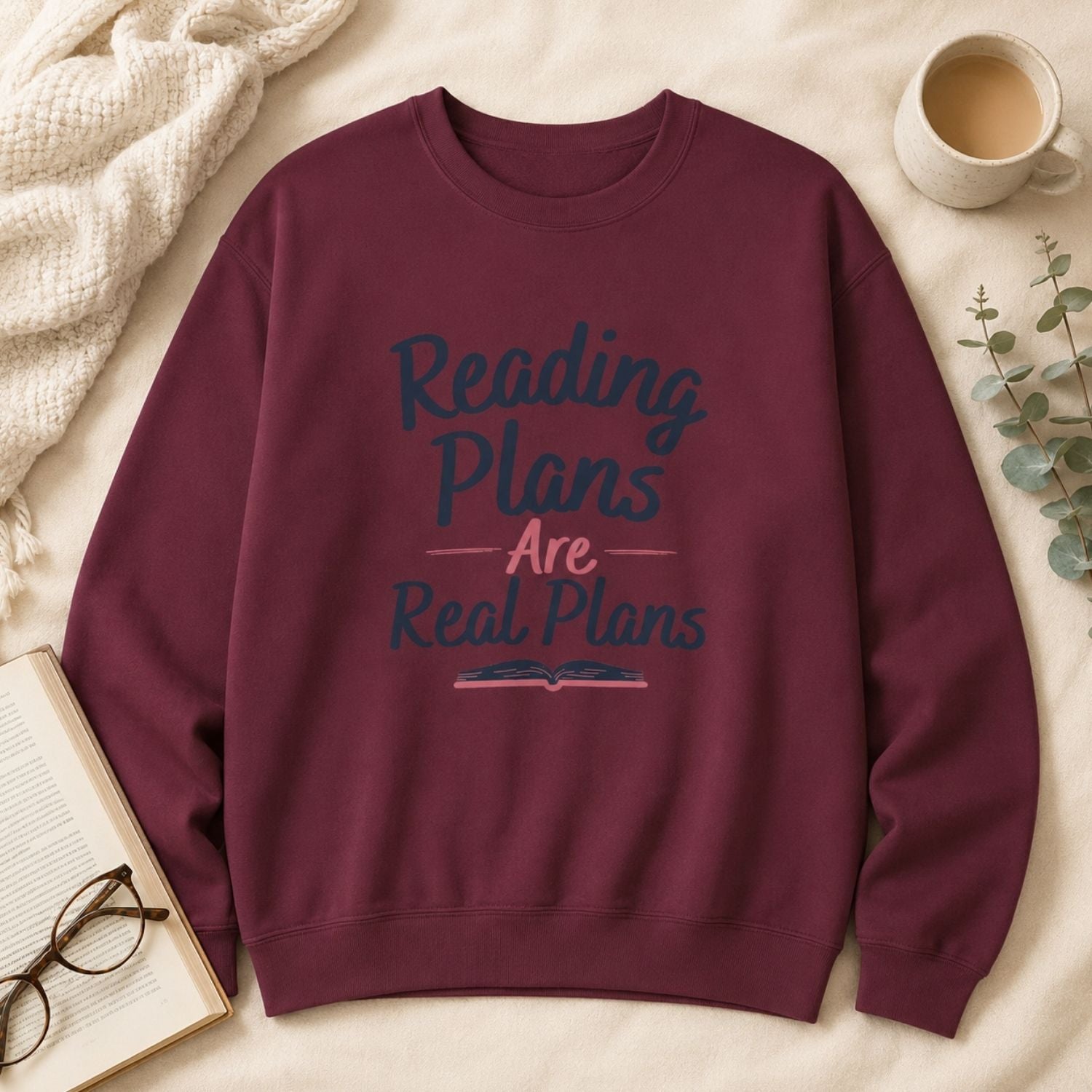 “Reading Plans Are Real Plans” Cozy Reader Sweatshirt
